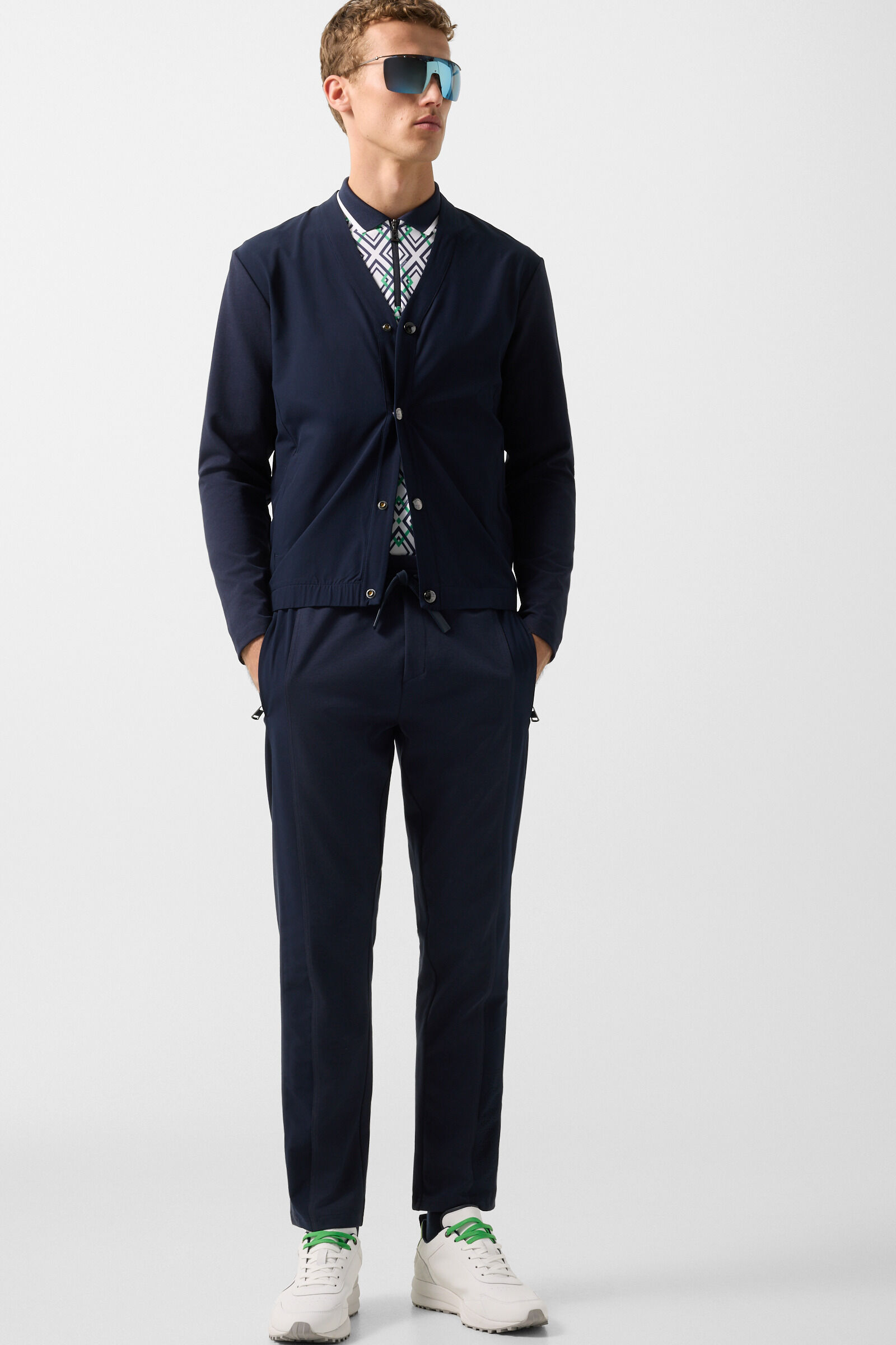 Valentin functional short-sleeved top Navy blue/green/white