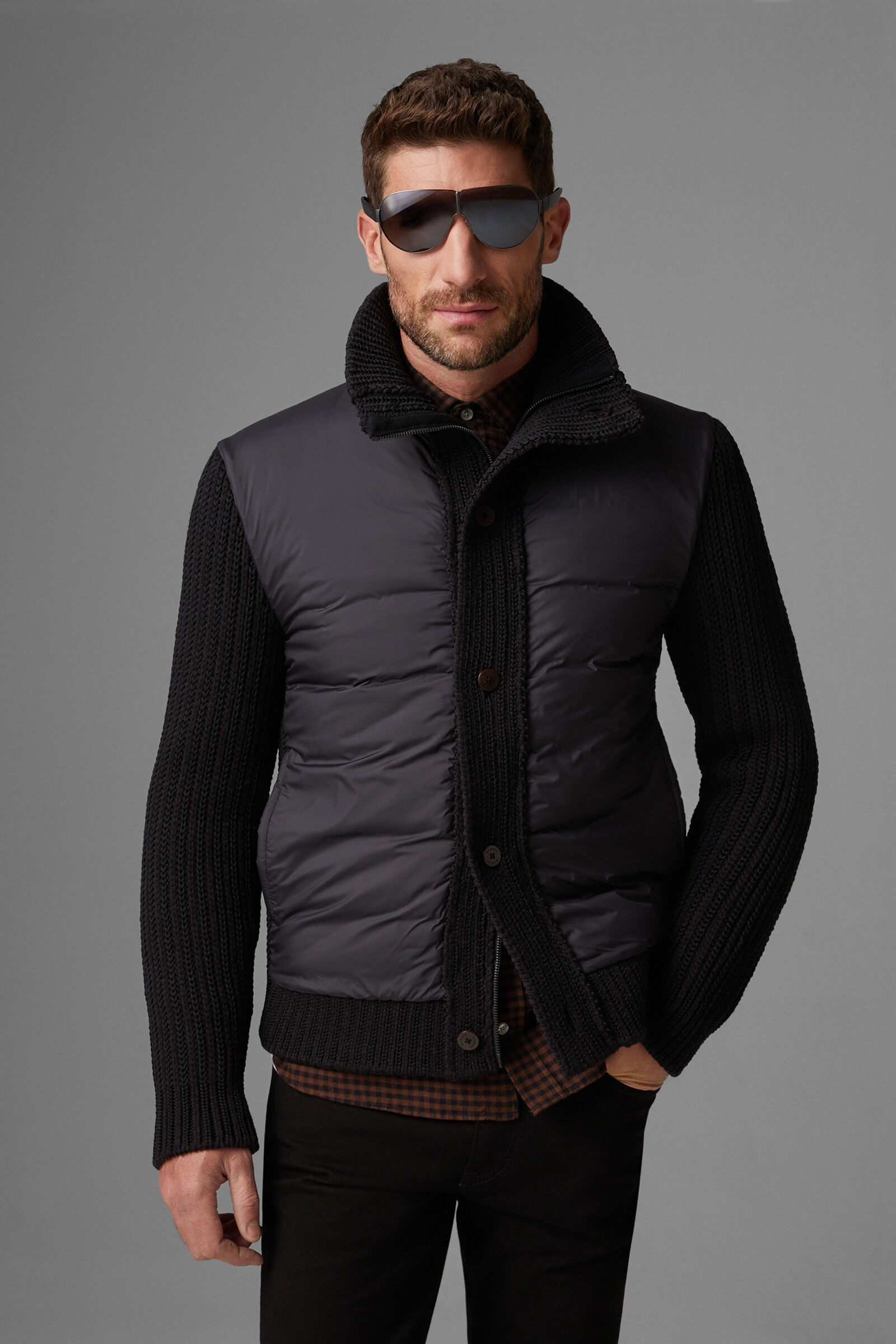 BOGNER Pelle Hybrid knit jacket for men