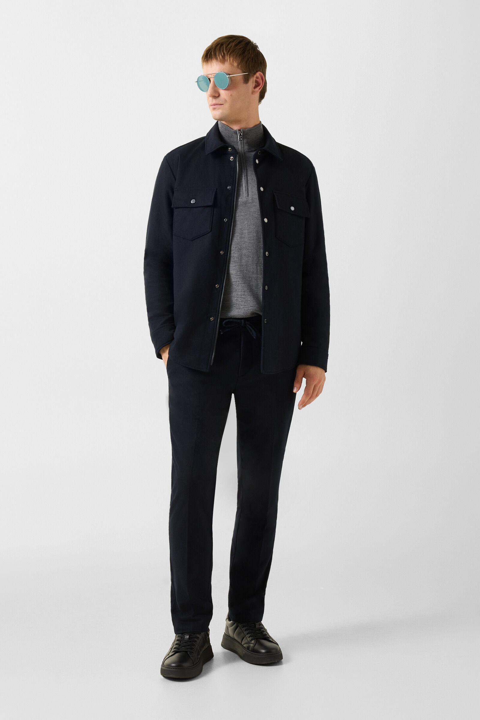 Riley Business wool mix trousers Navy