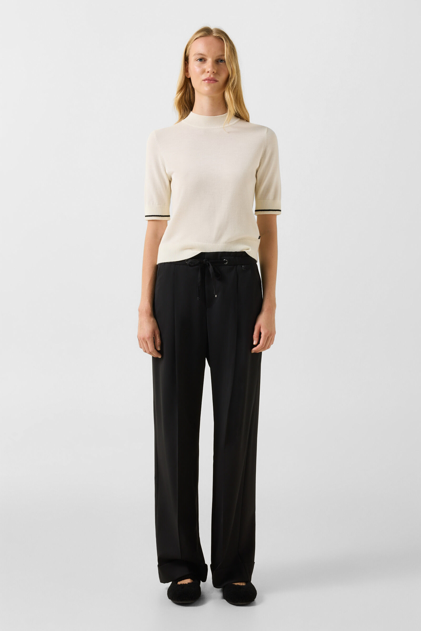 Schurwoll-Seiden-Strick-Shirt Antonia Off-White