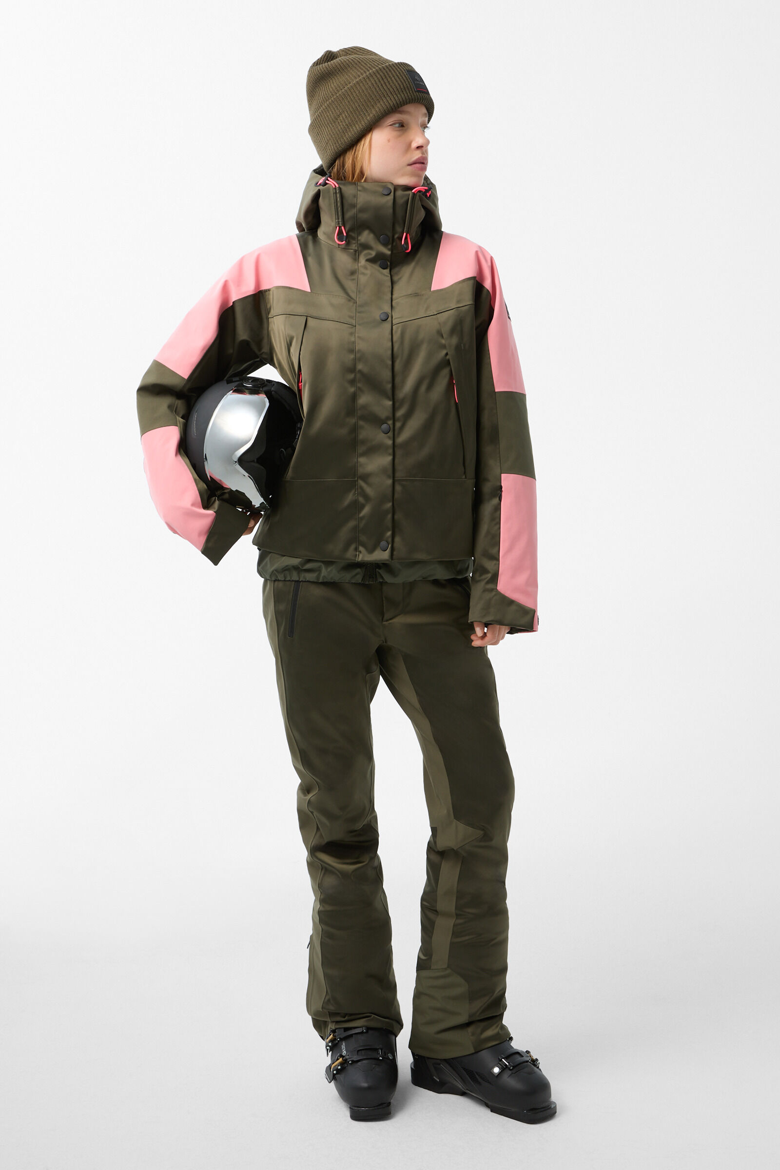 Bogner Tinka Ski Jacket Olive Green Pink