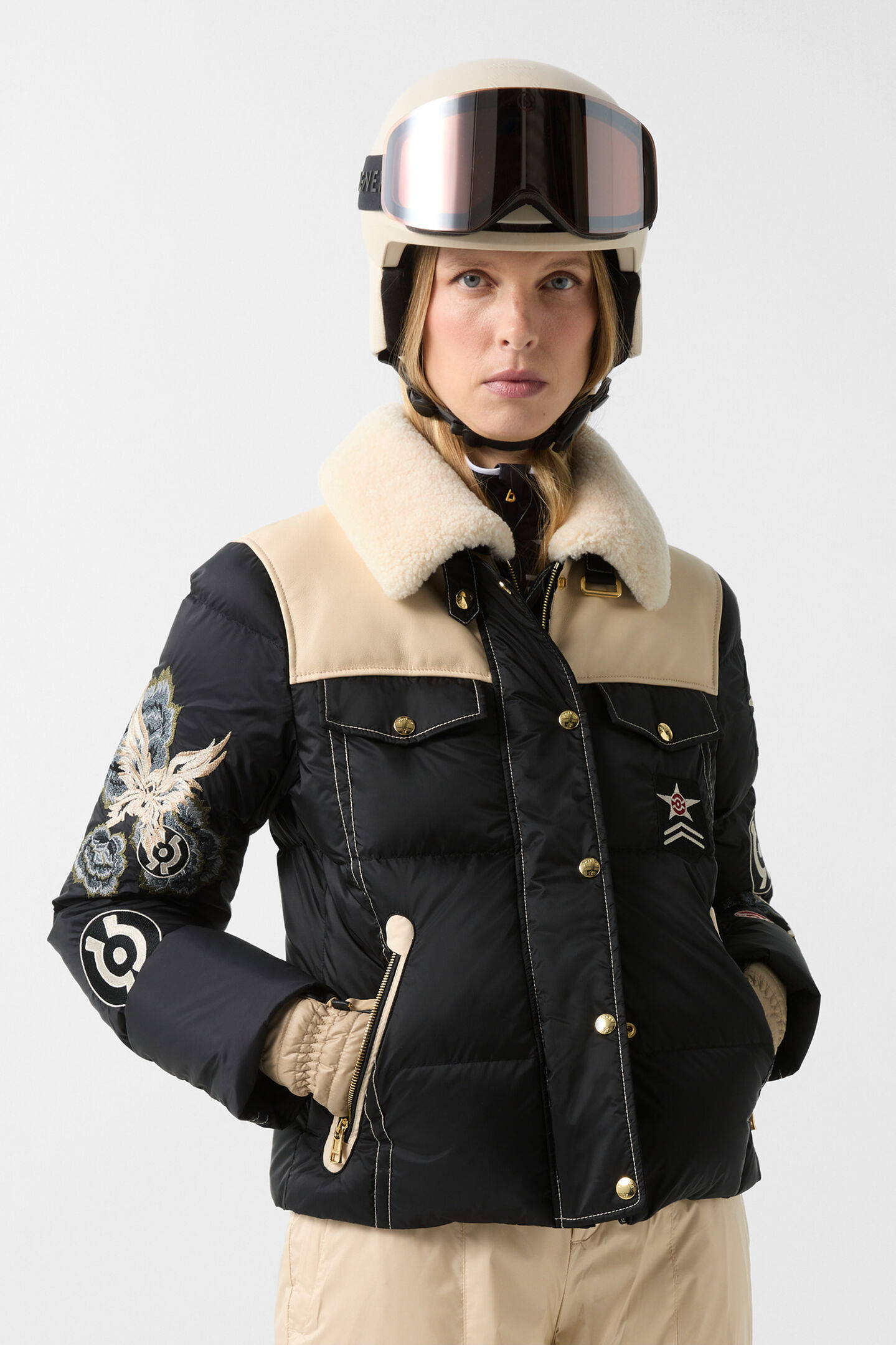 Ski-Daunenjacke Amia Schwarz/Creme
