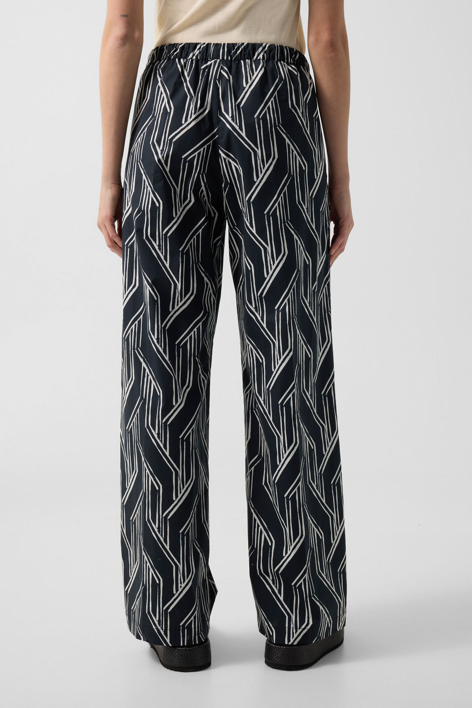 Pleated trousers Gina Navy blue/white