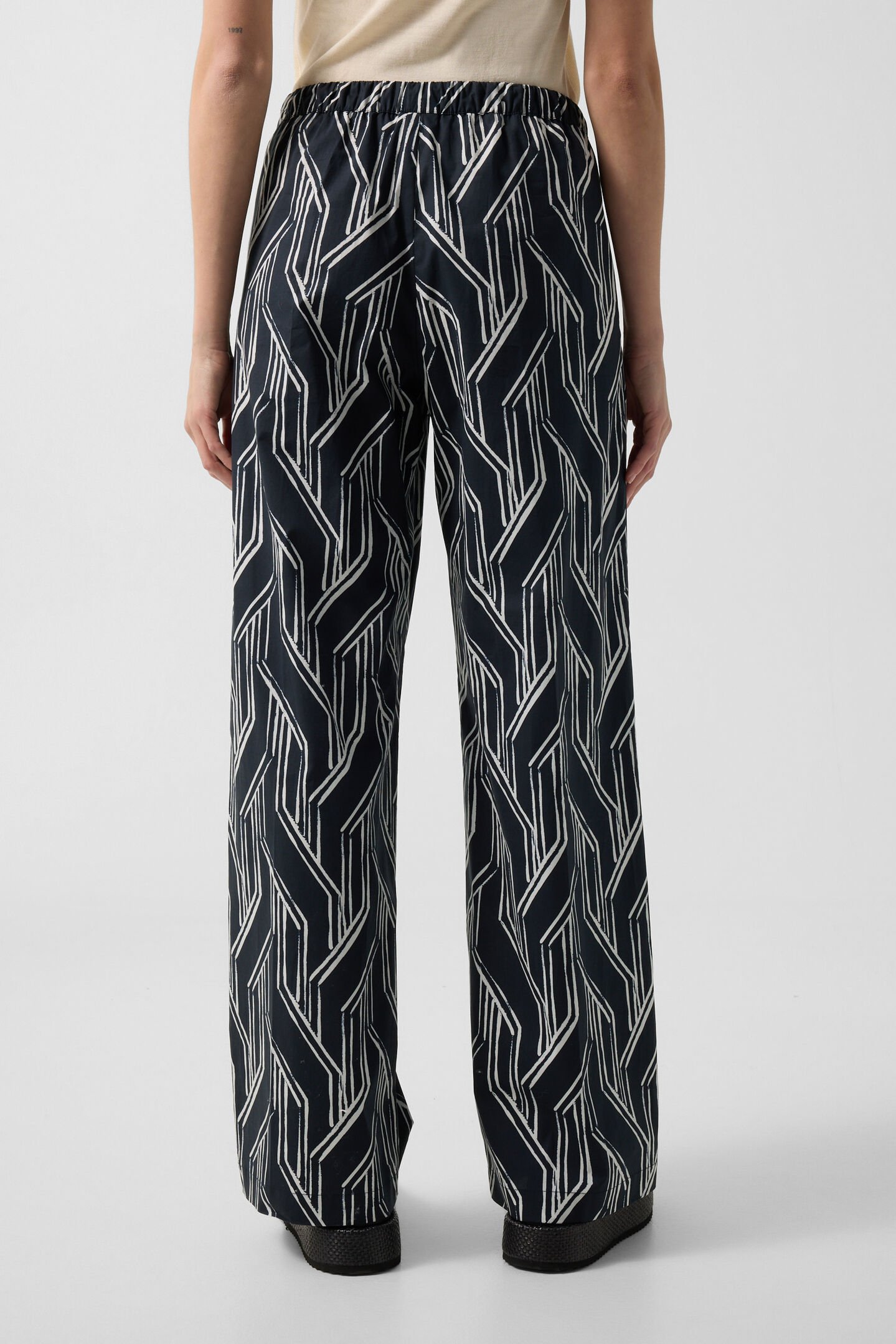 Pleated trousers Gina Navy blue/white