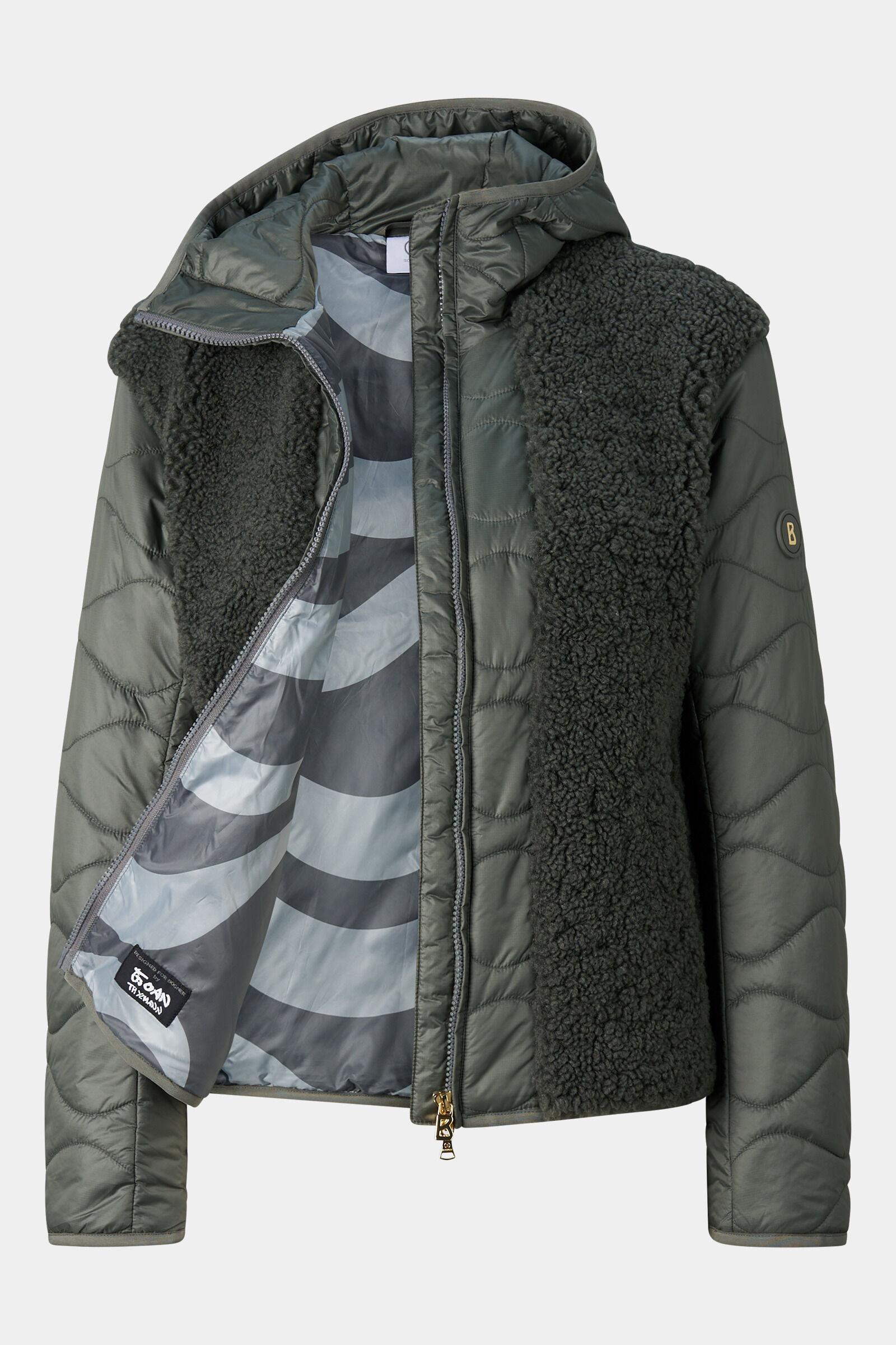 Bibi Teddy Quilted Jacket Sage Grey