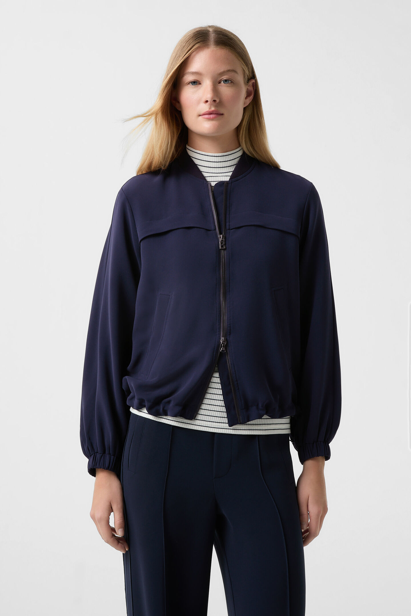 Crêpe-Blouson Sheila Navy-Blau
