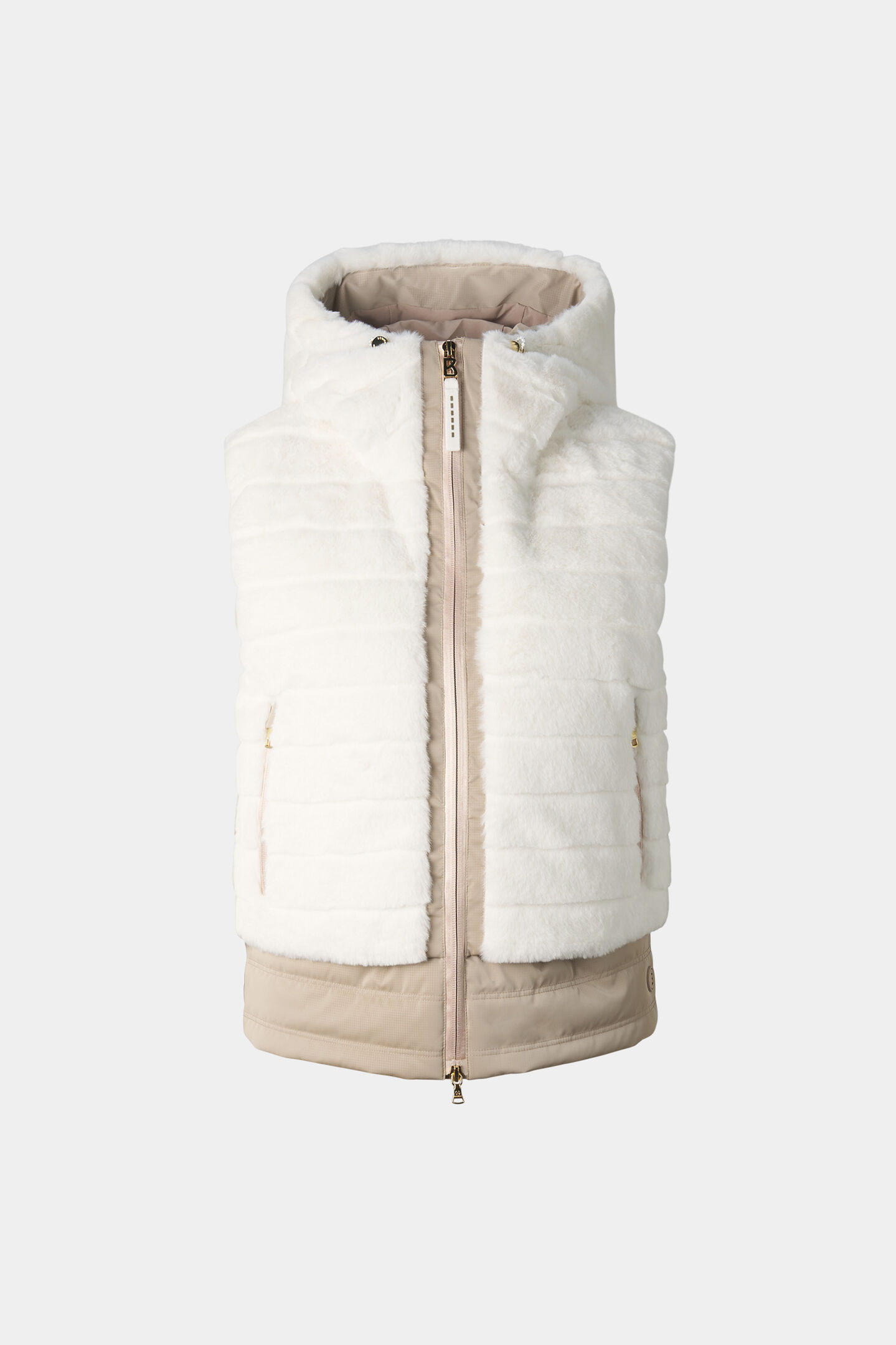 Faux-Fur-Daunenweste Manda Off-White/Beige