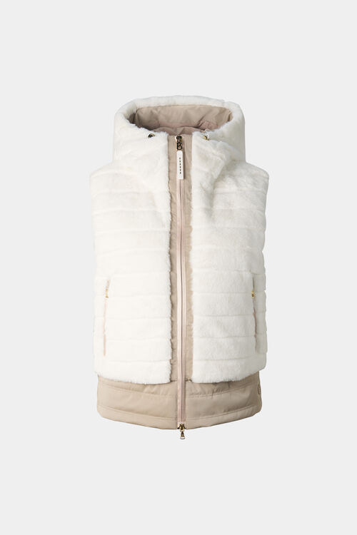 Manda faux fur down waistcoat Off-white/beige