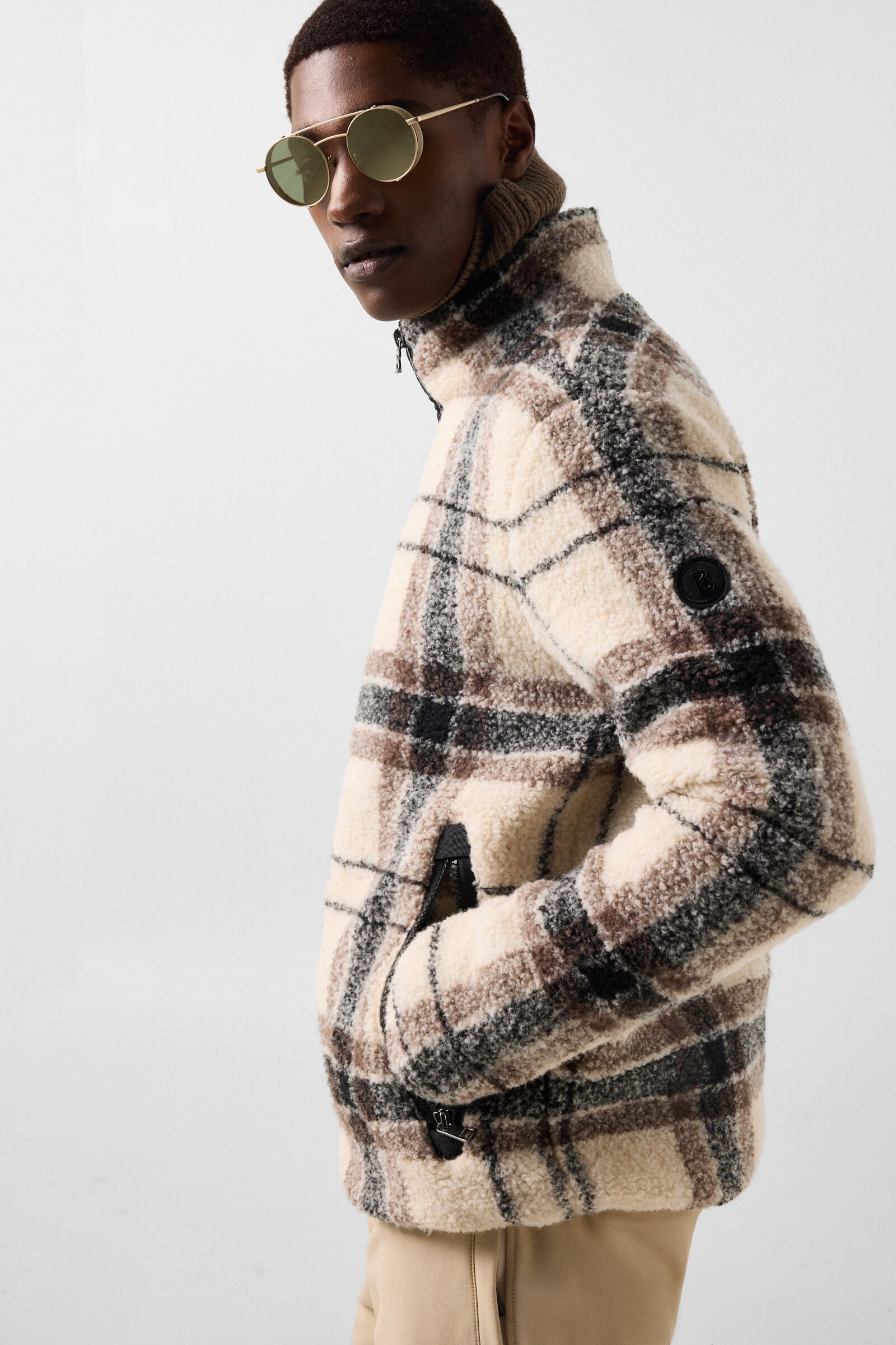 Schurwollmix-Jacke Kristian Off-White/Braun/Schwarz