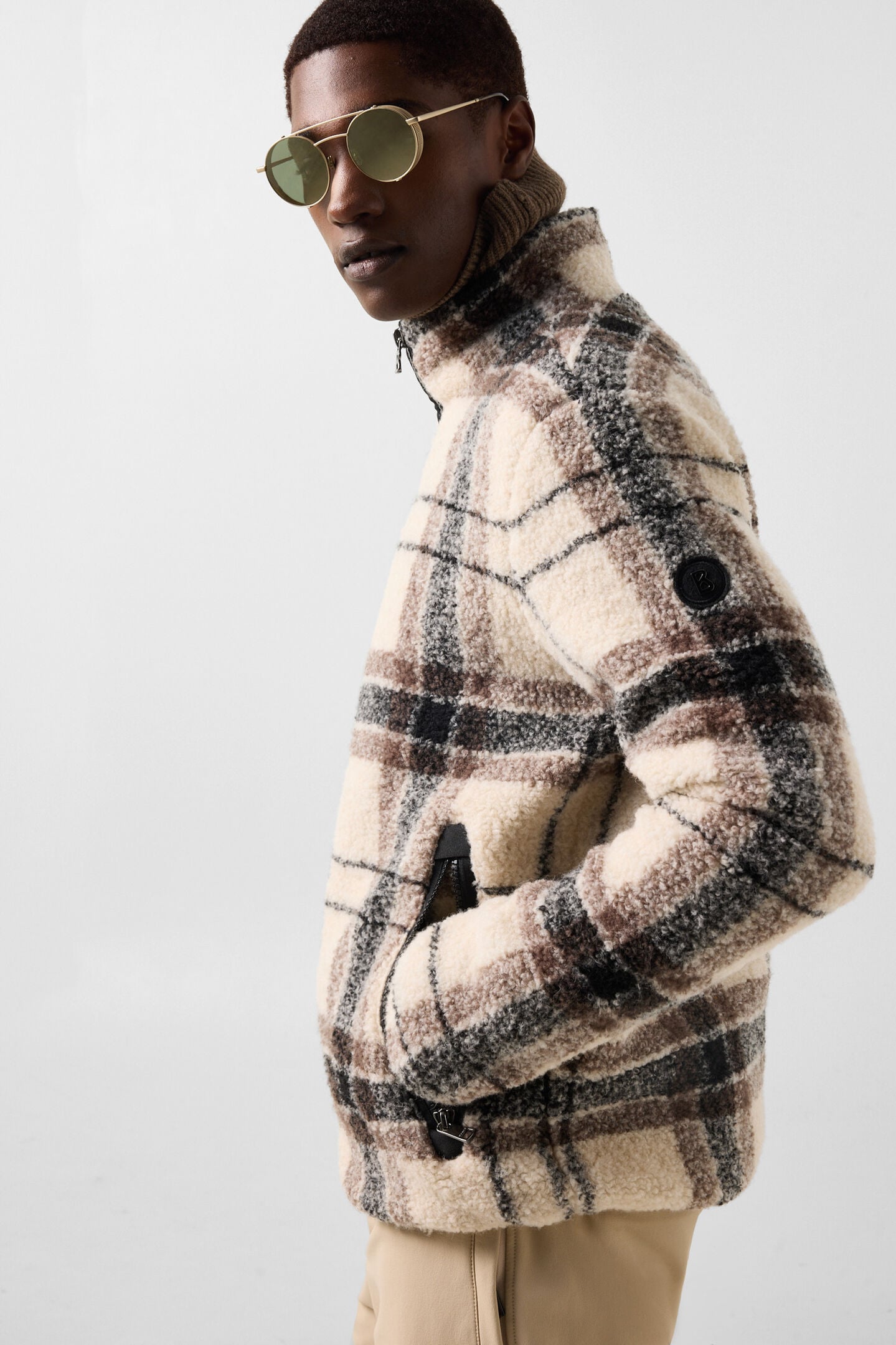 Schurwollmix-Jacke Kristian Off-White/Braun/Schwarz