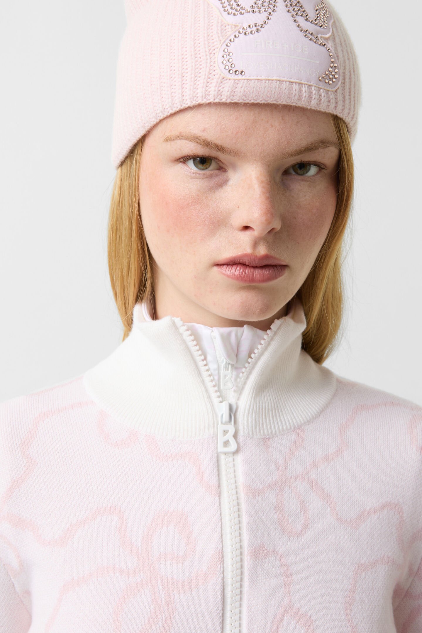 Knitted troyer Azra Pink/Off-White