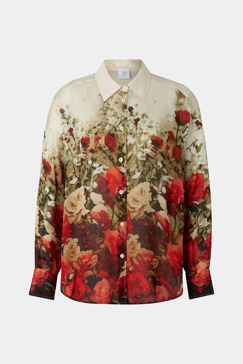 Chiffon-Hemdbluse Nadine Rot/Sand