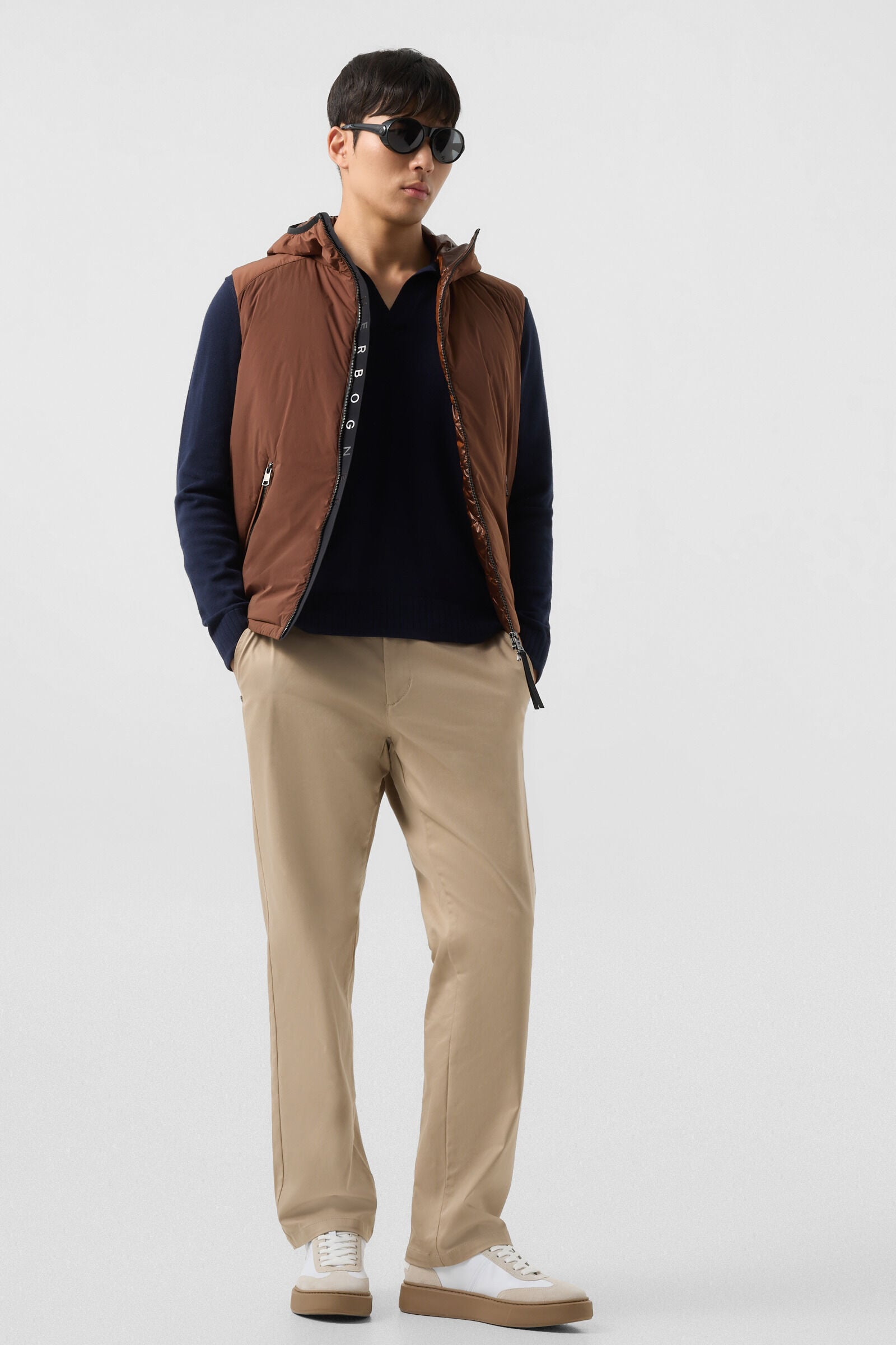 Garry knitted polo long-sleeved top Navy blue