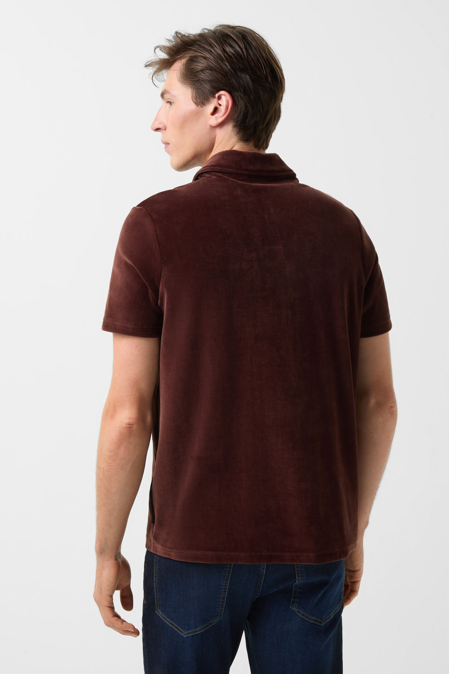 Vincenzo velour polo shirt Wine red