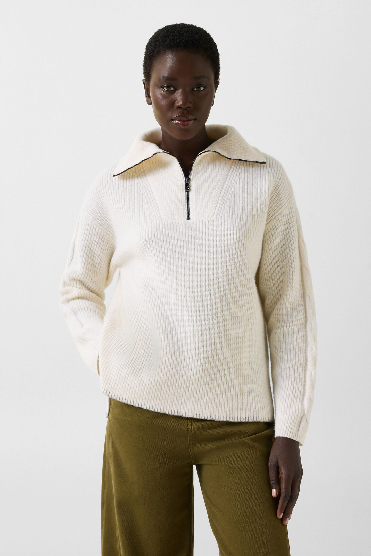 Larissa Virgin Wool Troyer Off-White