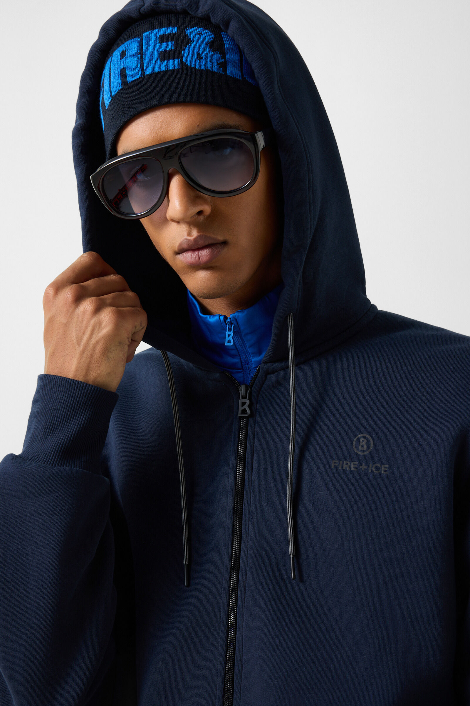 Corbell cotton hoodie jersey jacket Navy