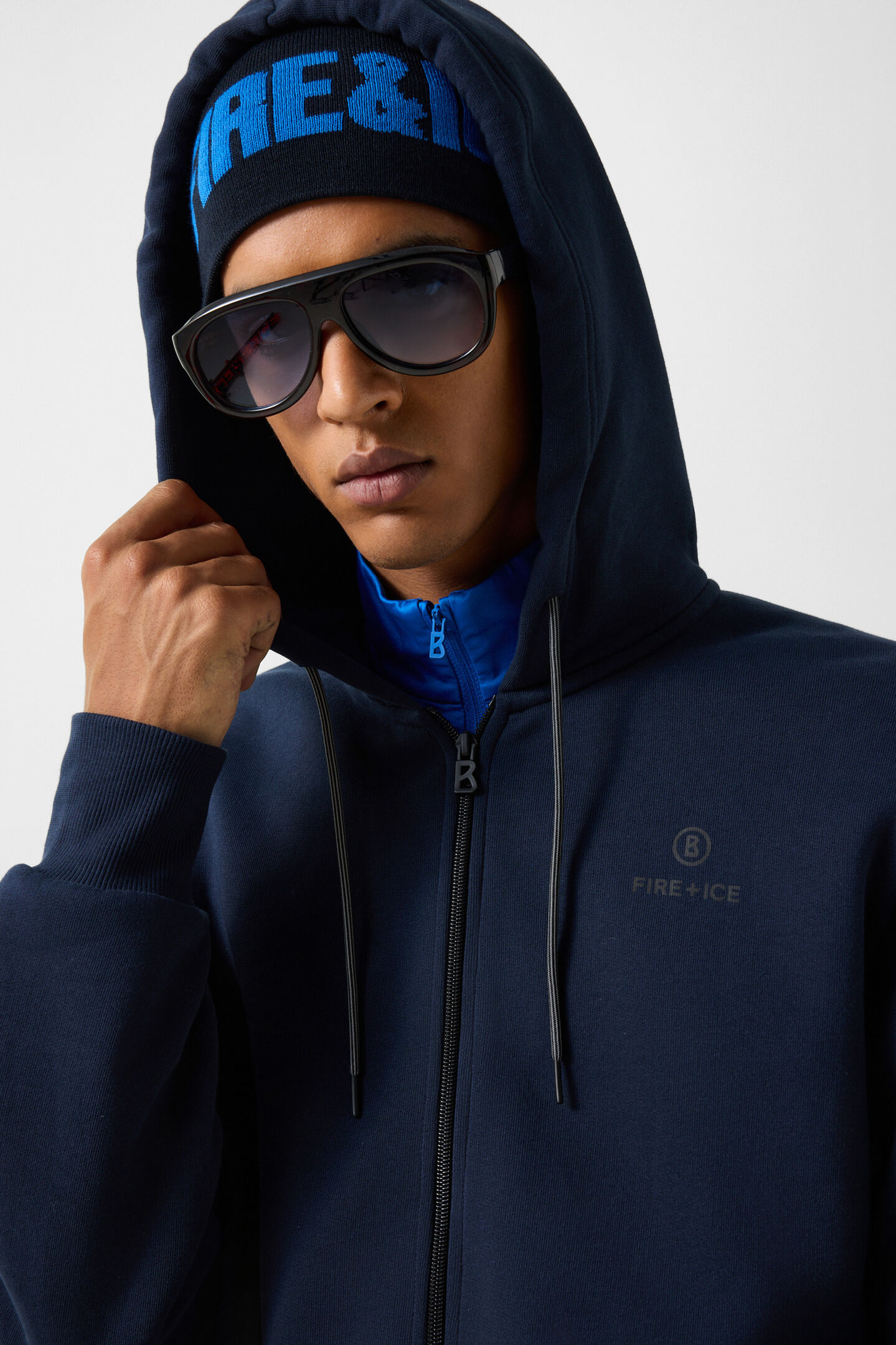 Corbell cotton hoodie jersey jacket Navy