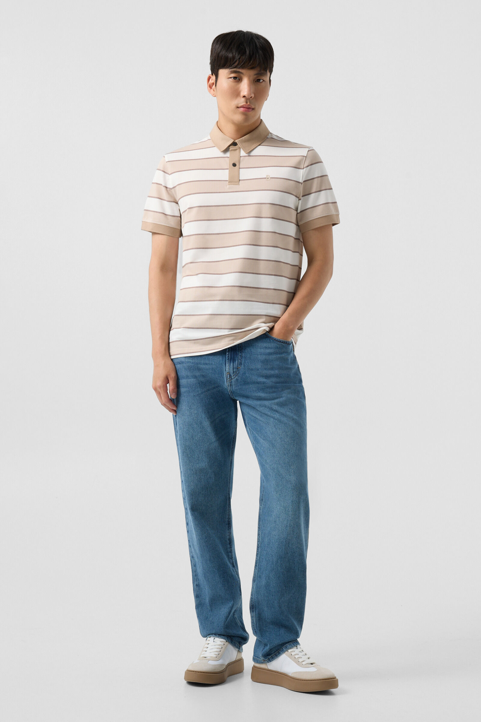 Timo piqu&eacute; polo shirt Beige/Off-White