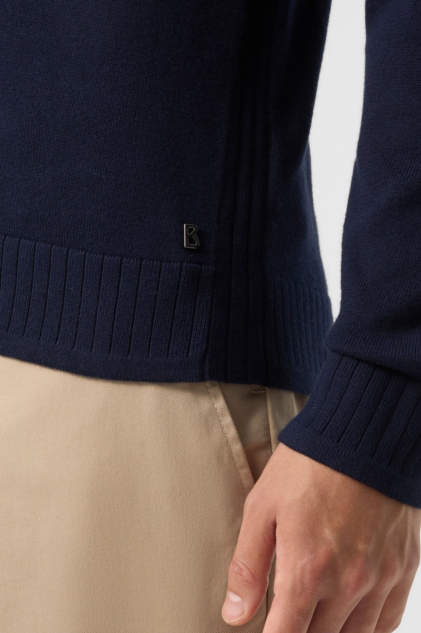 Garry knitted polo long-sleeved top Navy blue