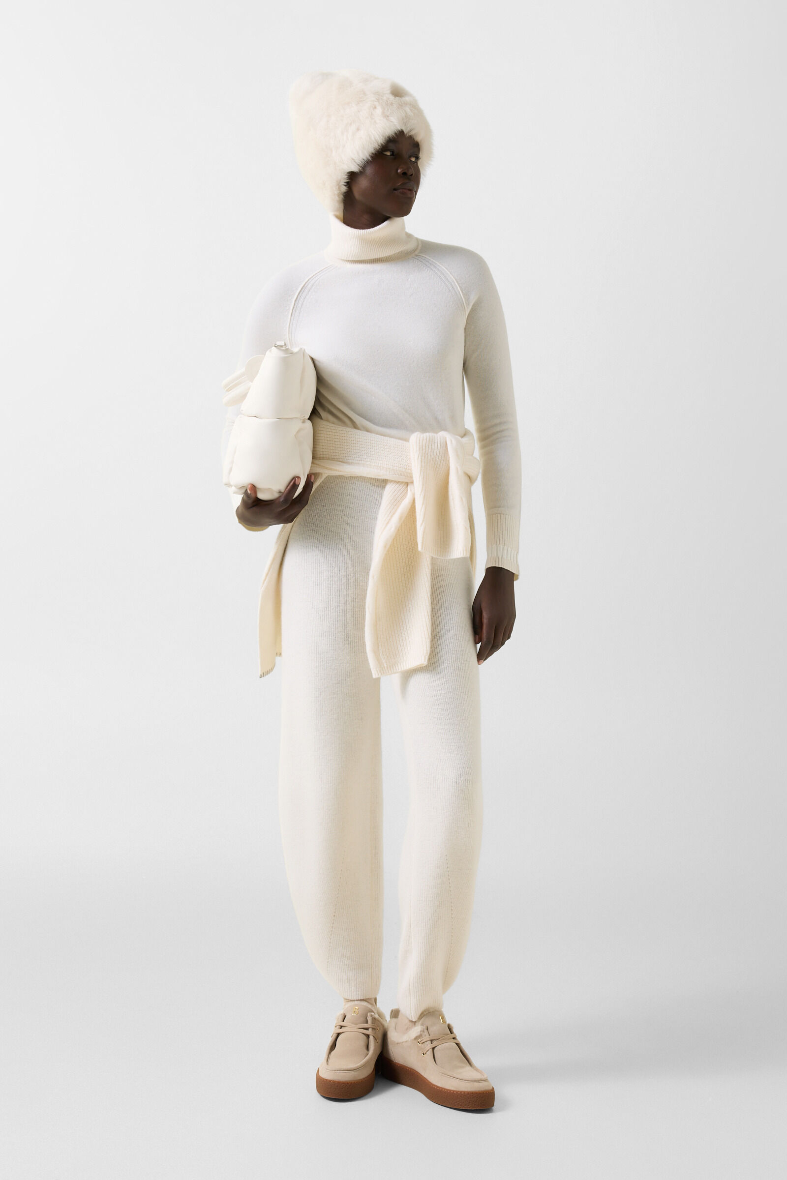 Schurwoll-Strickhose Luana Off-White
