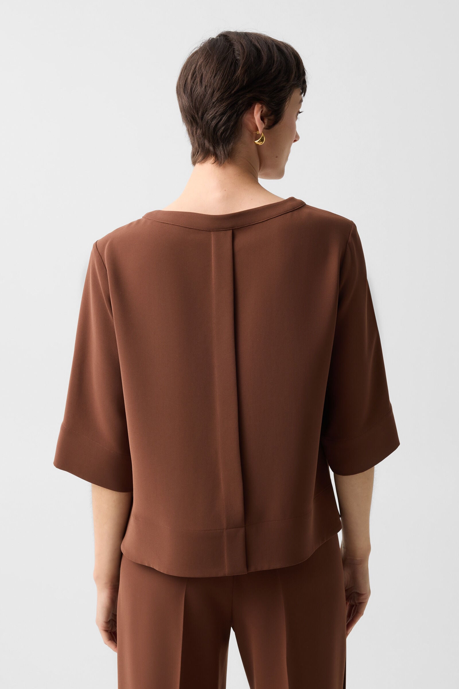 Enrica cr&ecirc;pe shirt Brown