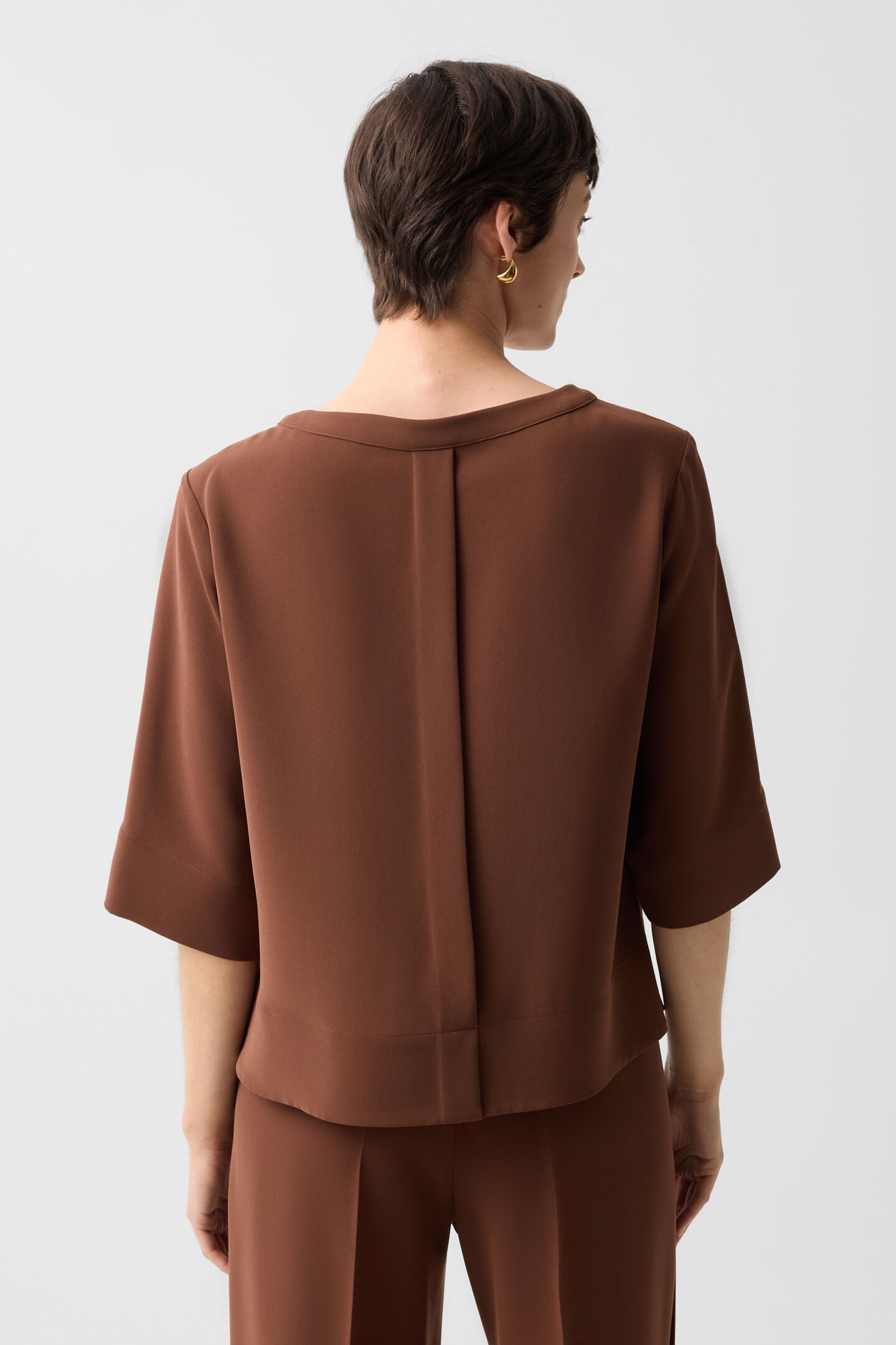 Enrica cr&ecirc;pe shirt Brown