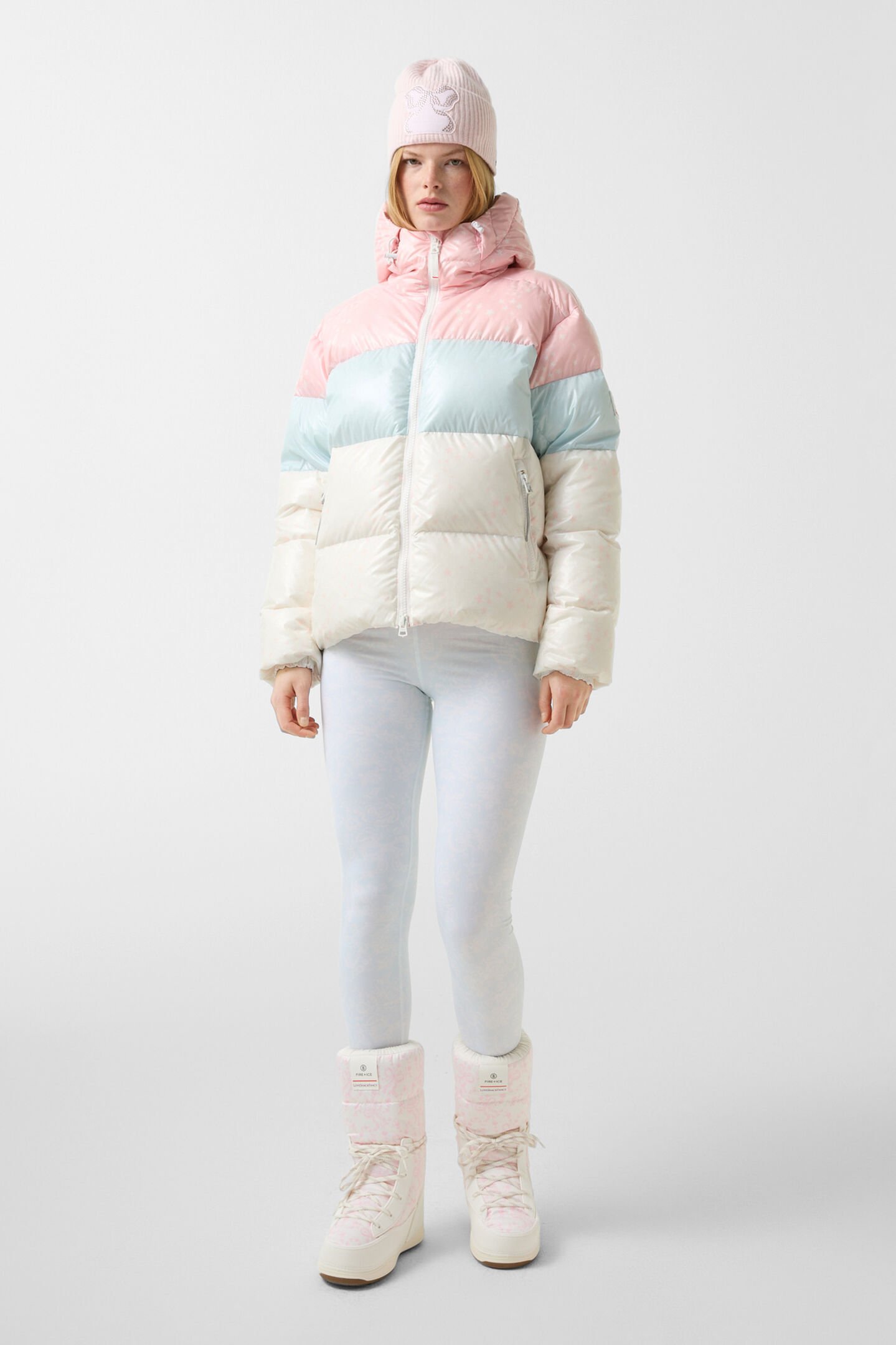 Vally down jacket Pink/light blue/white
