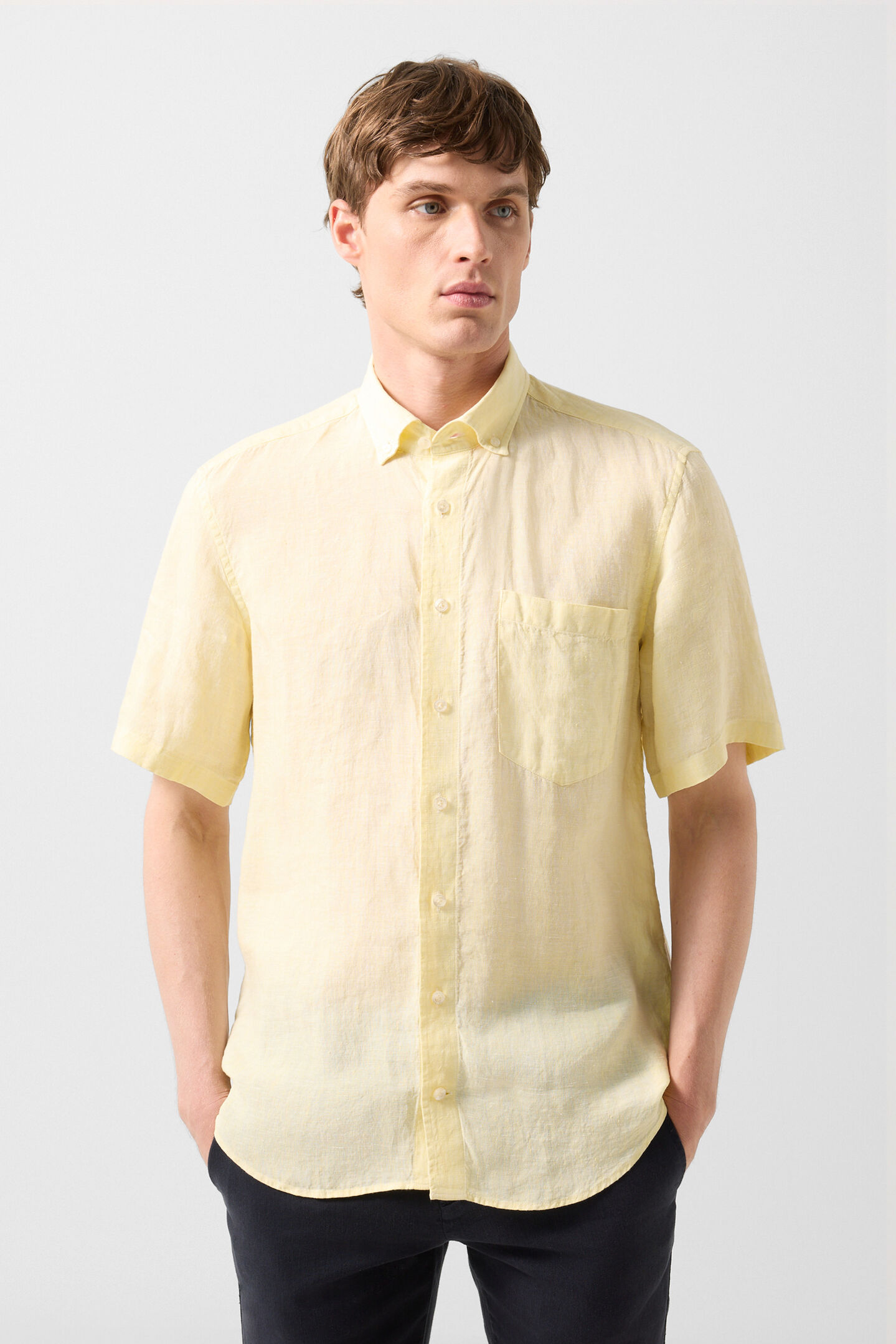 Linen short-sleeved shirt Lykos Yellow