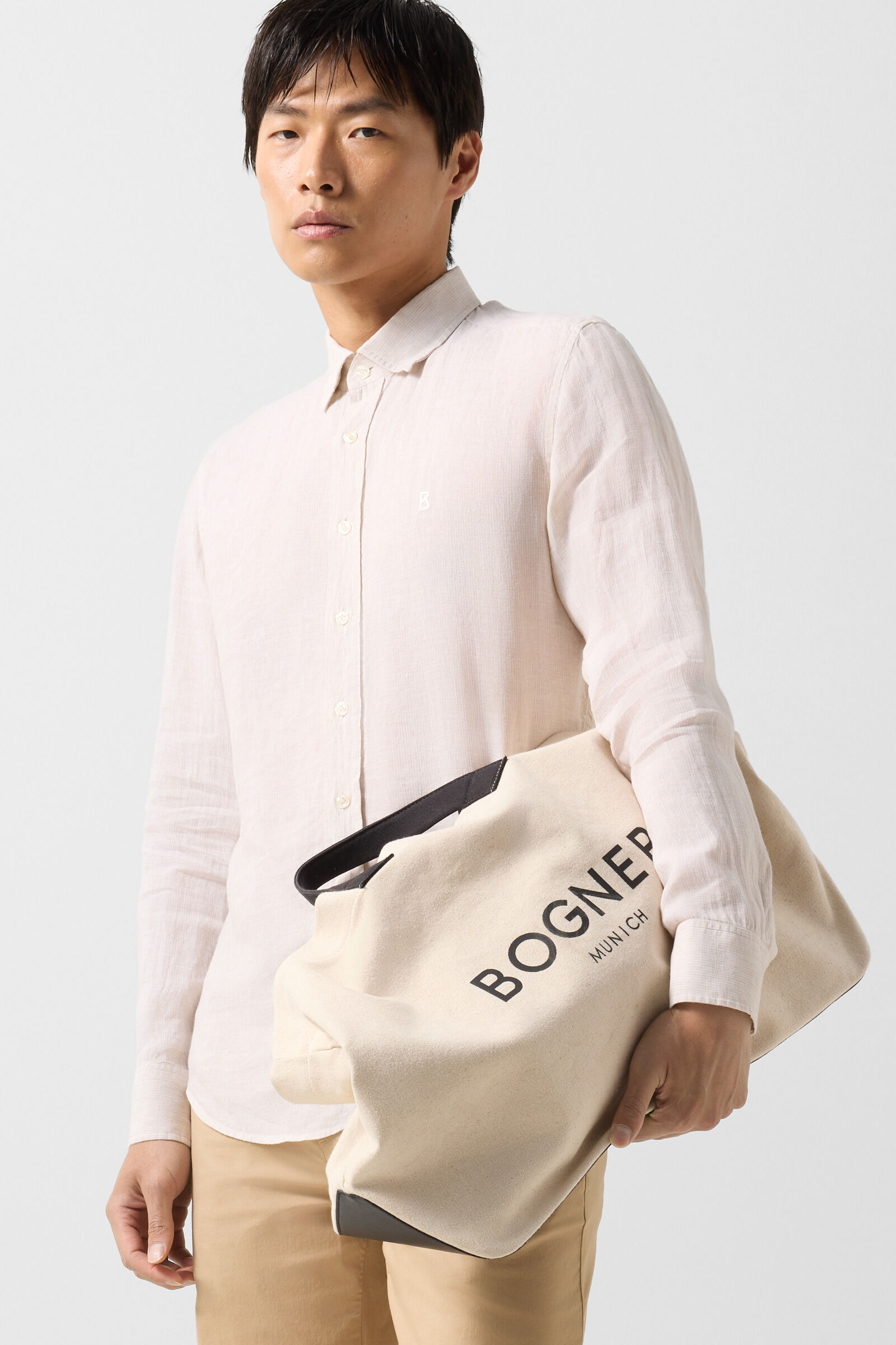 Timi linen shirt Sand/white