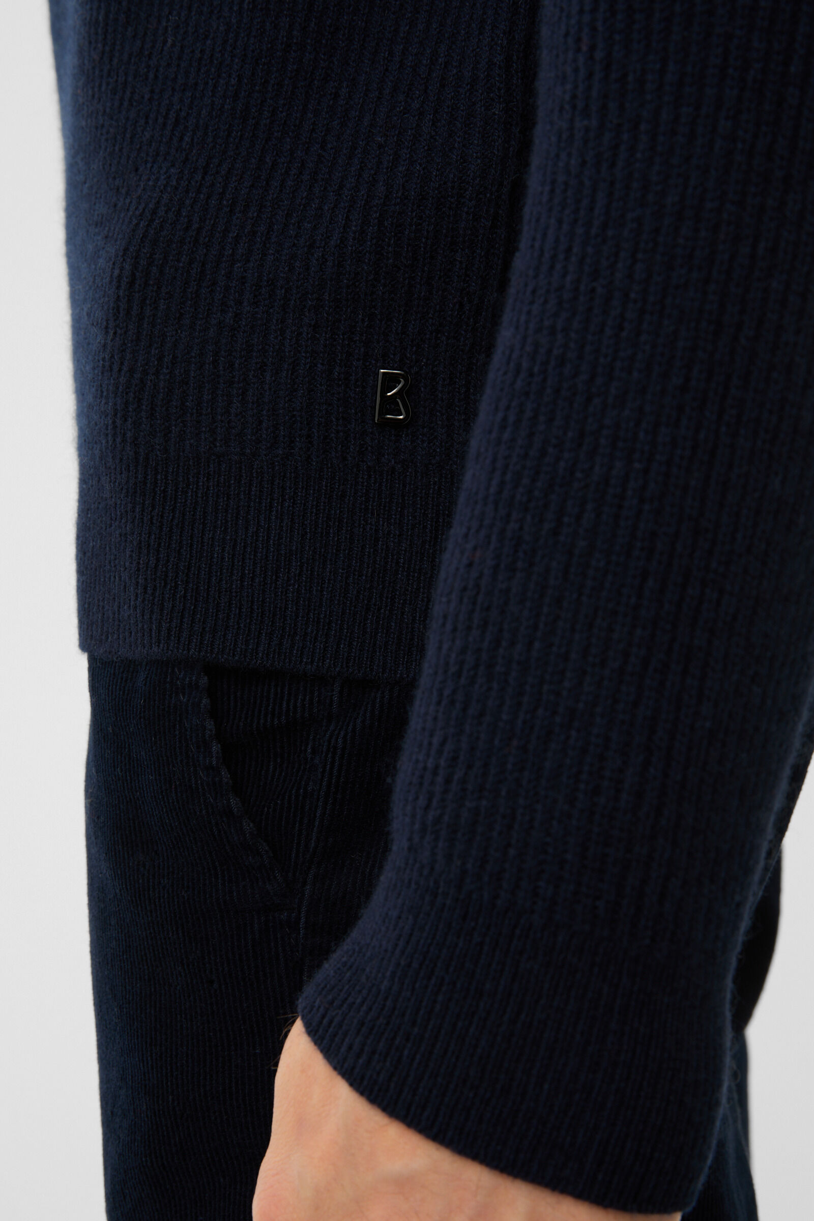 Pure new wool cashmere troyer Derek Navy blue