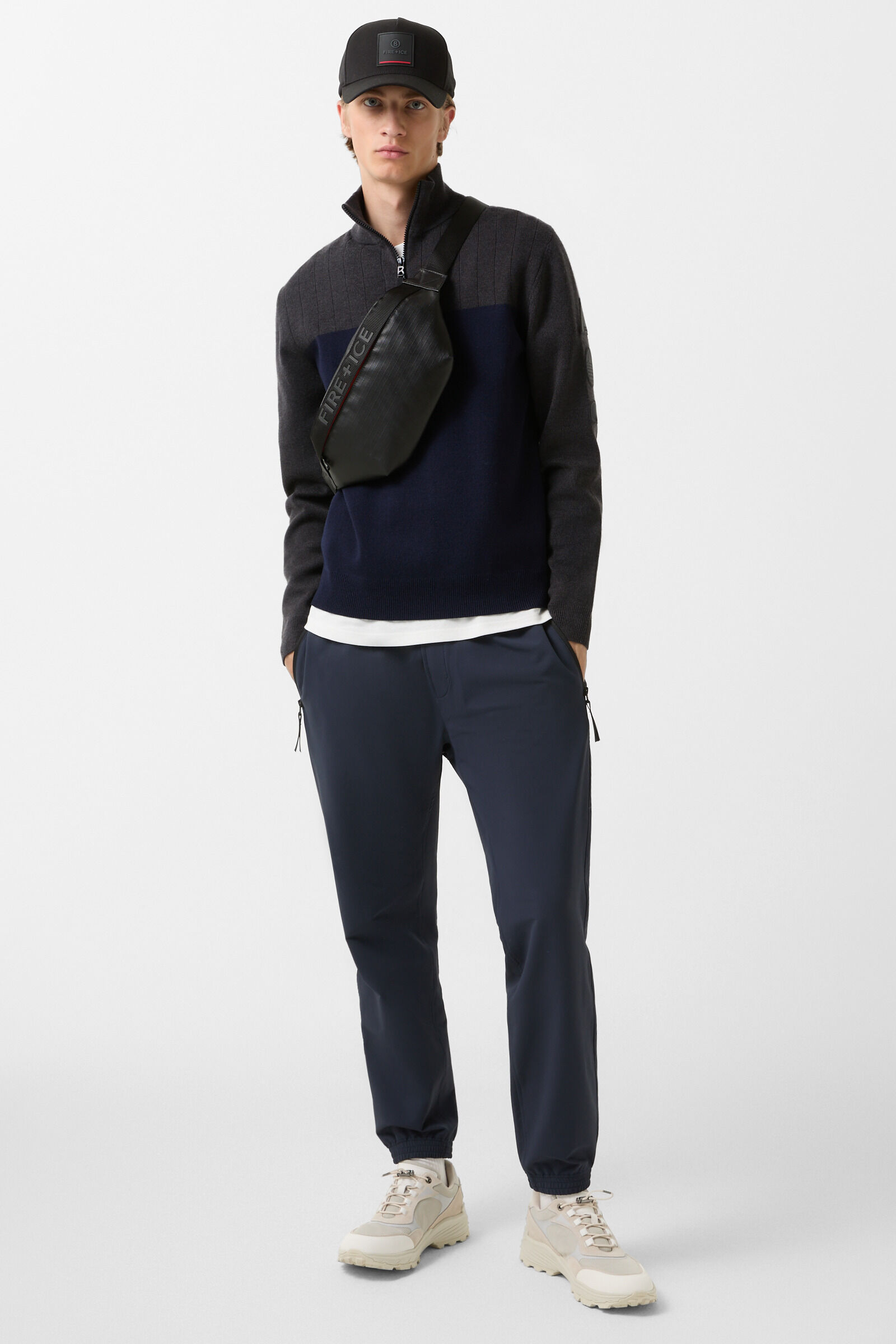 Andrian knitted troyer Grey/navy blue