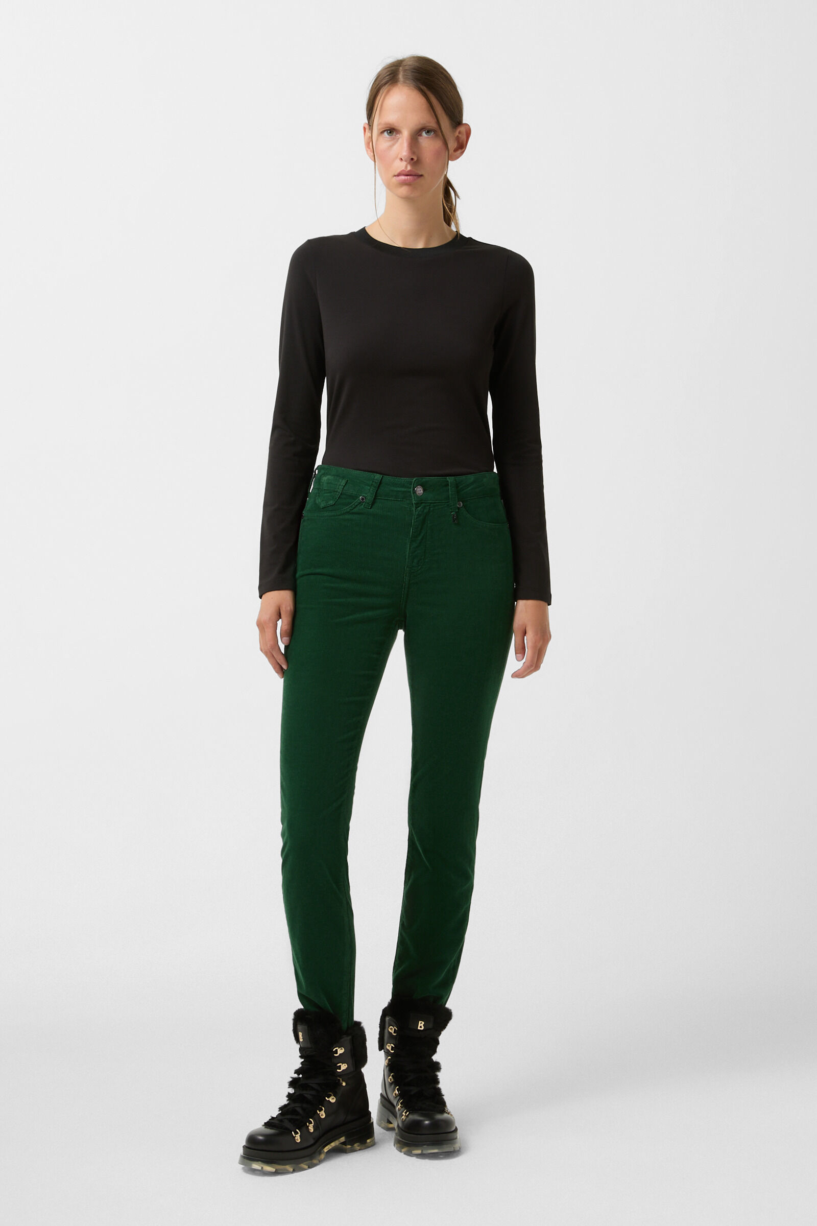 pantalon en velours c&ocirc;tel&eacute; 7/8 Julie Vert fonc&eacute;