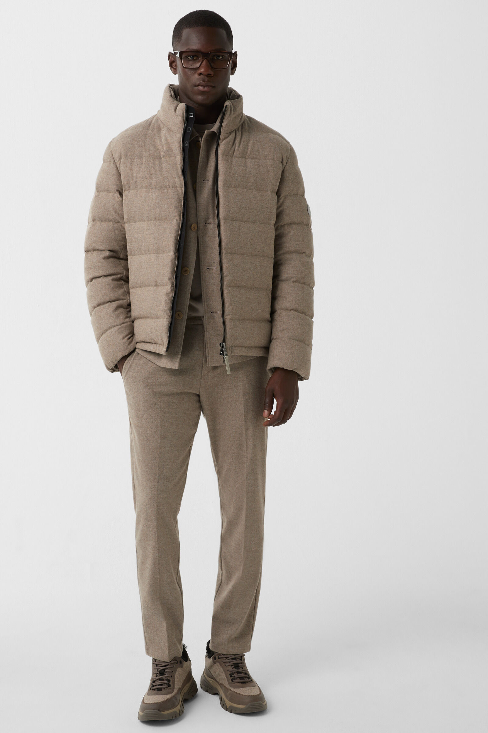 Flannel trousers Riley Business Greige