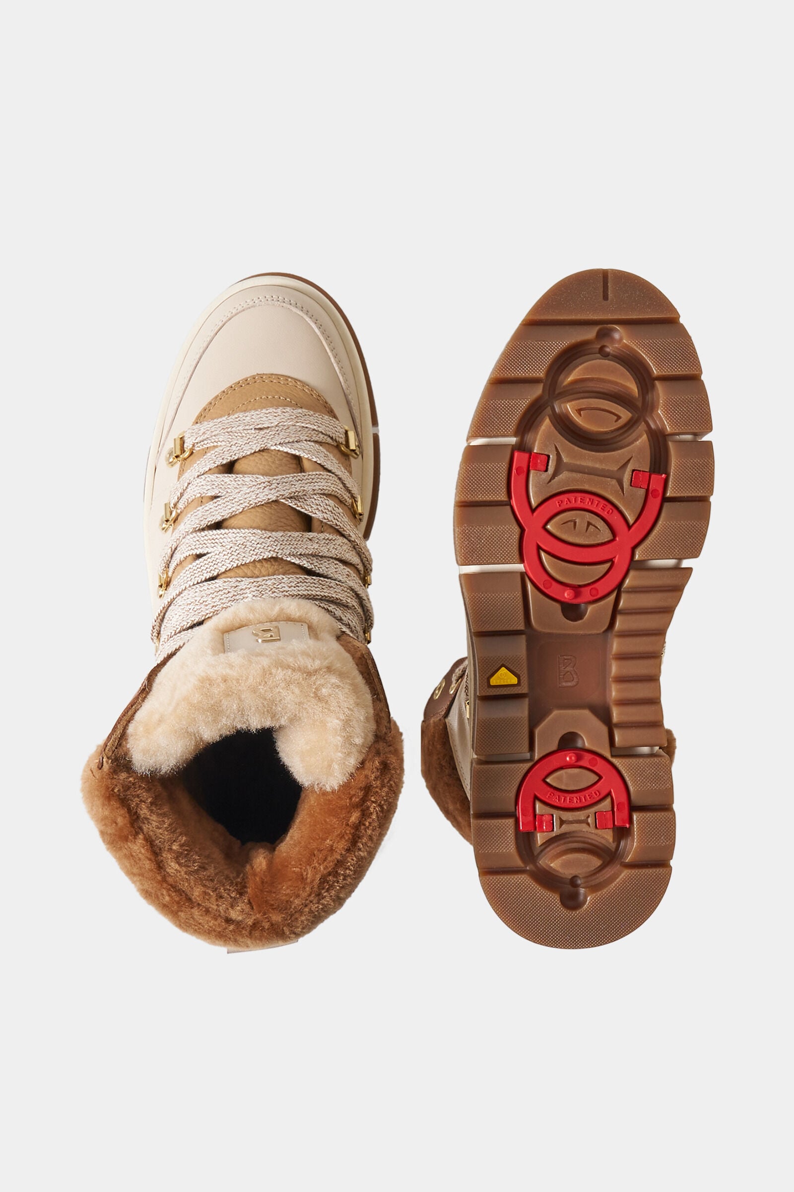 Lace-up boots from Vaduz with studs Beige/Cognac