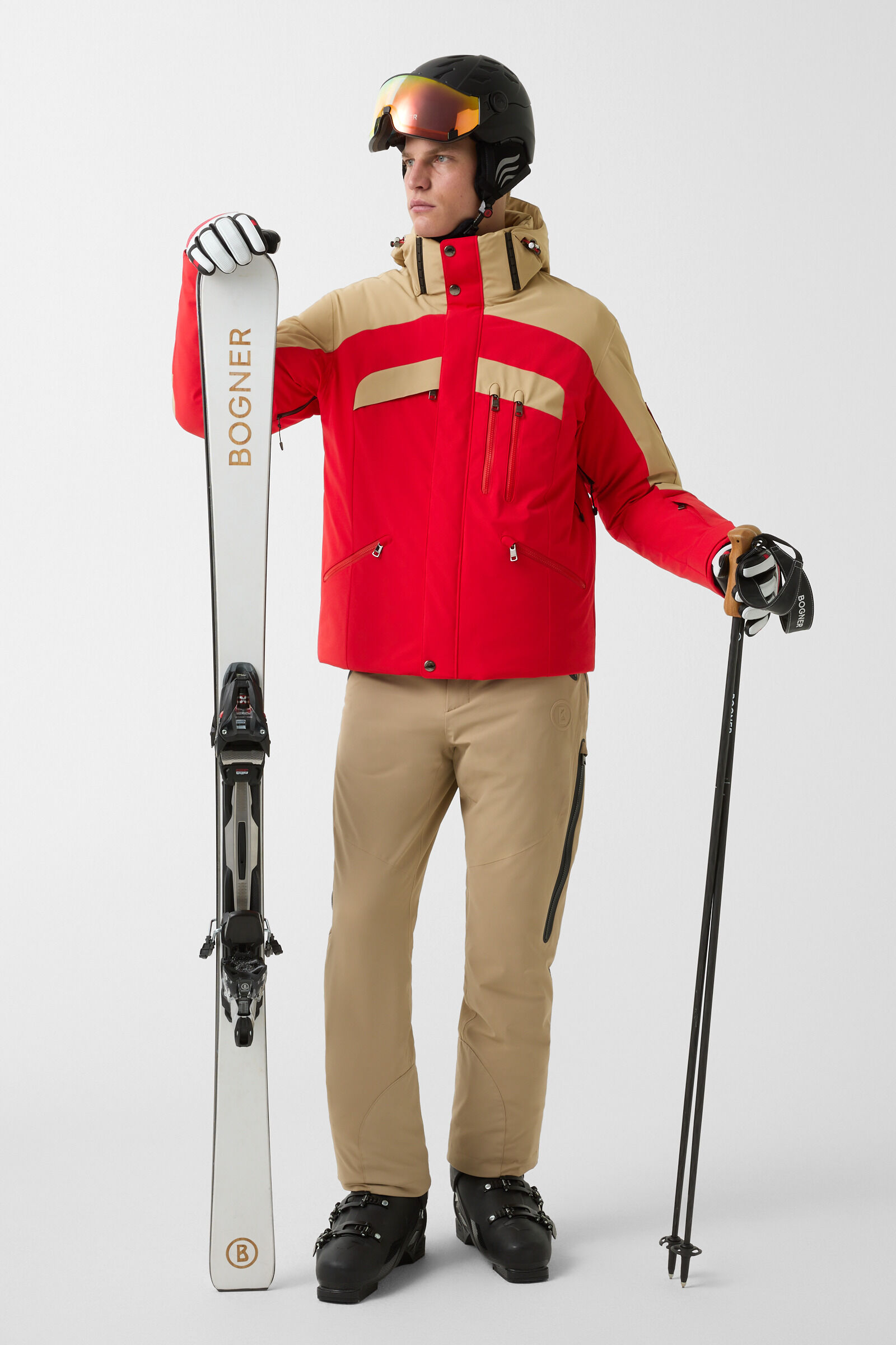 Danjo down ski jacket Red/beige