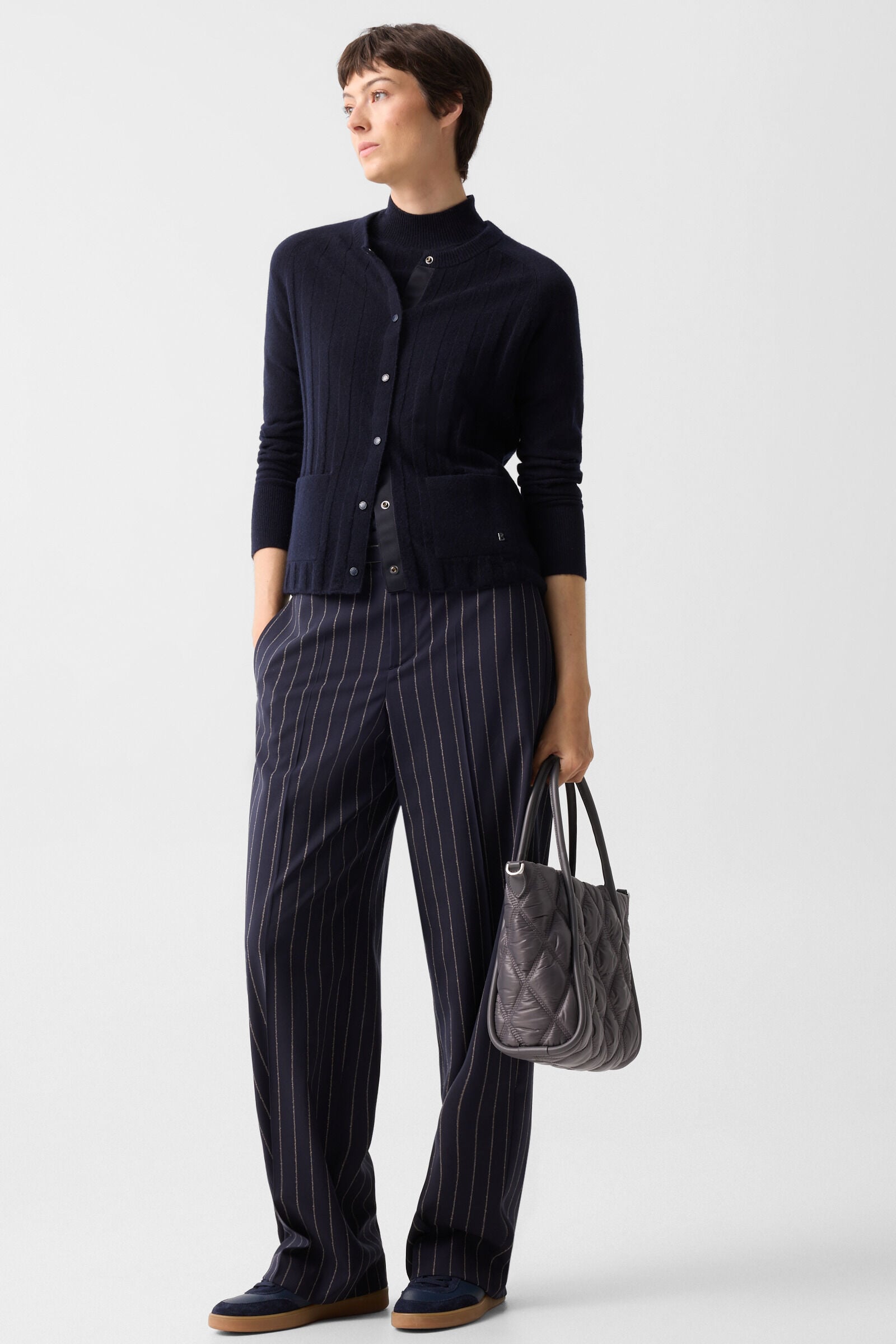 Schurwoll-Kaschmir-Cardigan Tanja Navy-Blau