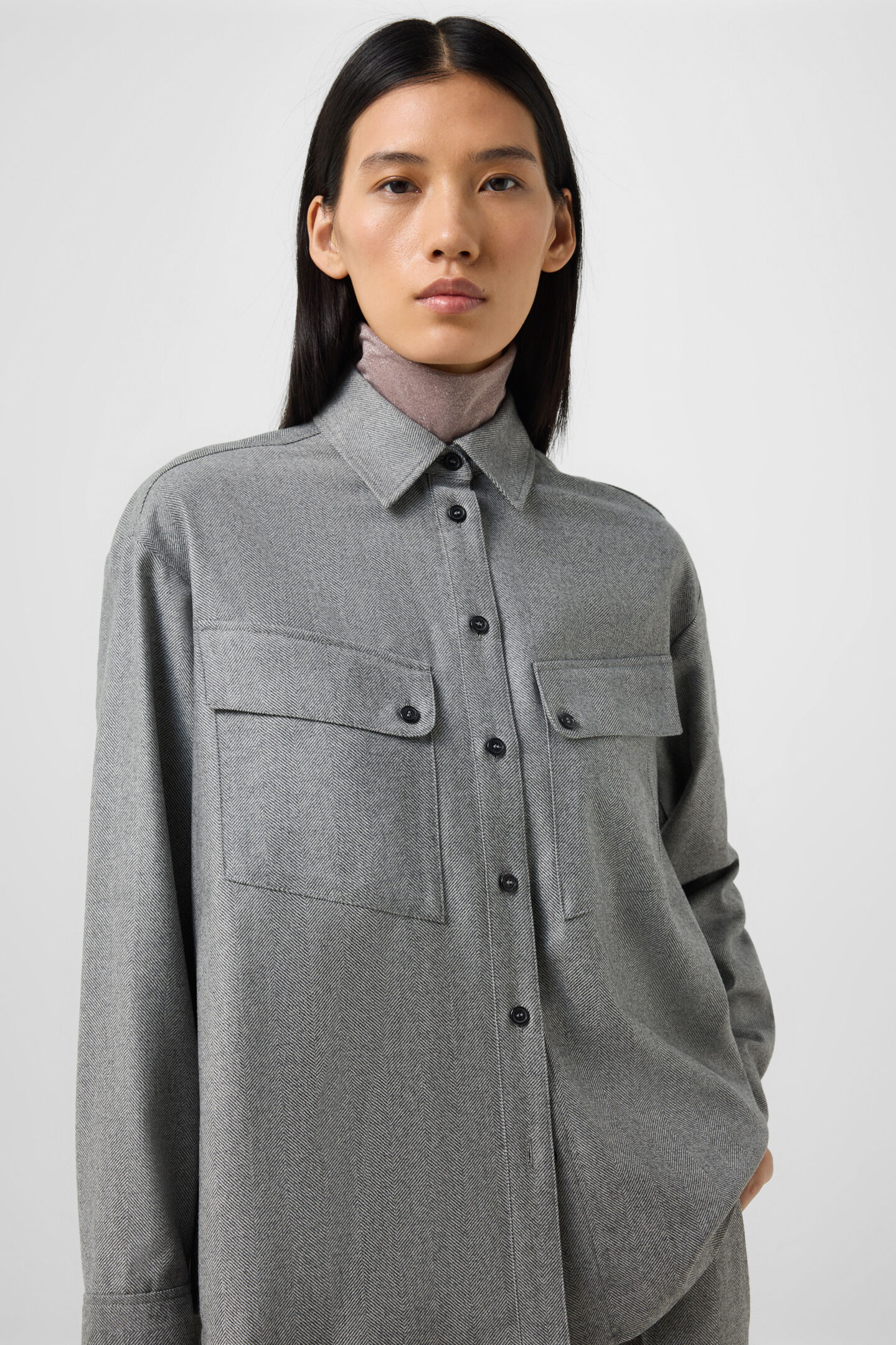Robyn Virgin Wool Shirt Blouse Gray