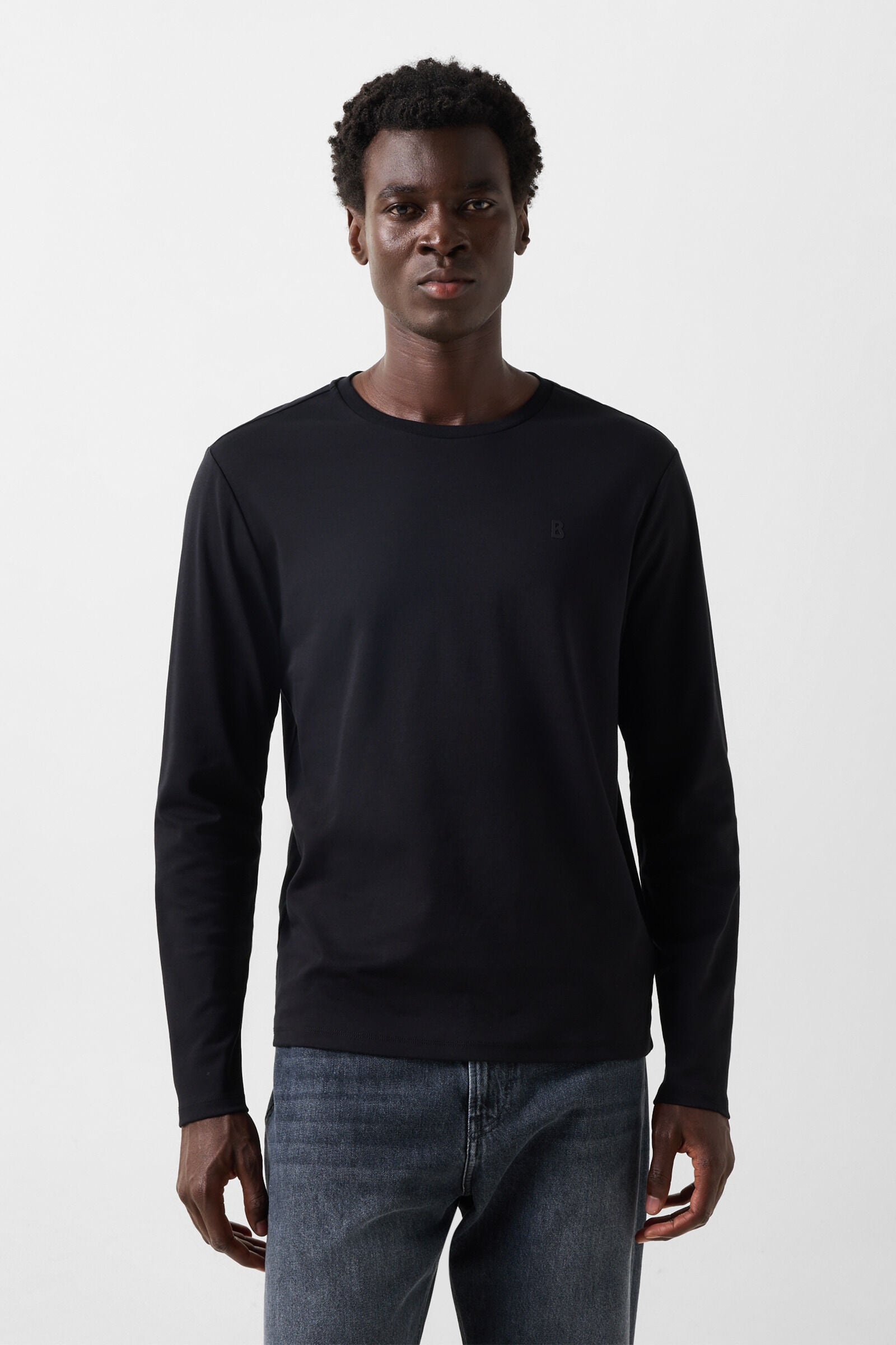 Arvid cotton long-sleeved top Black
