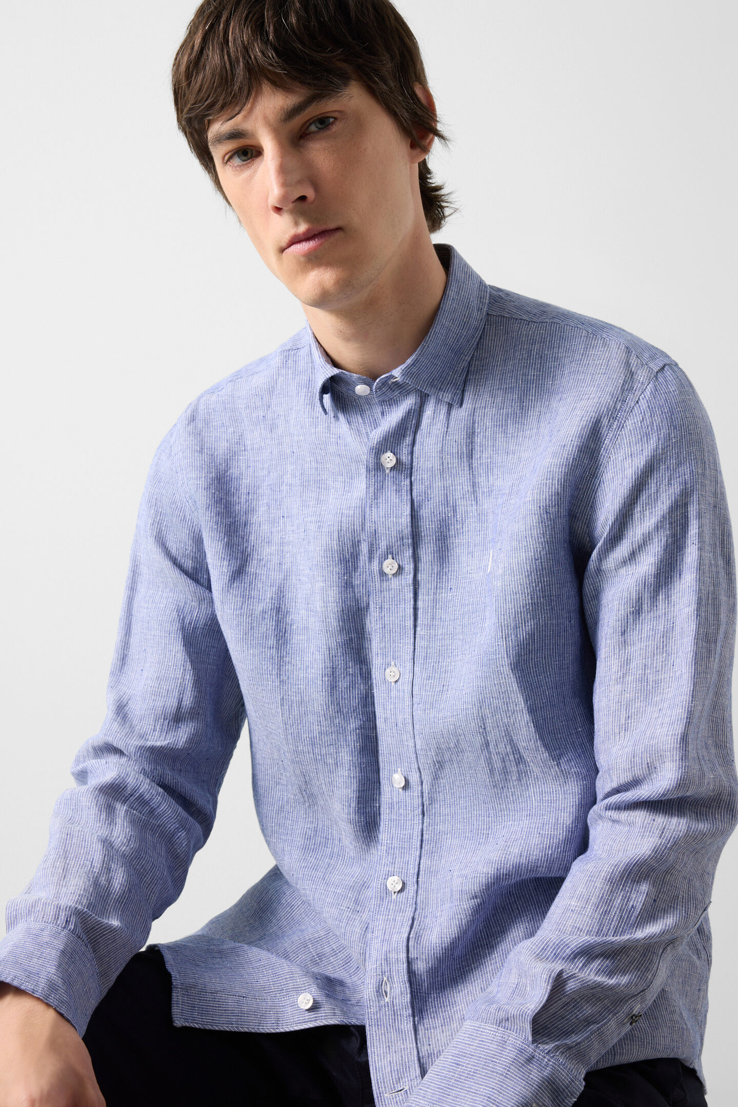 Timi linen shirt Navy blue/white