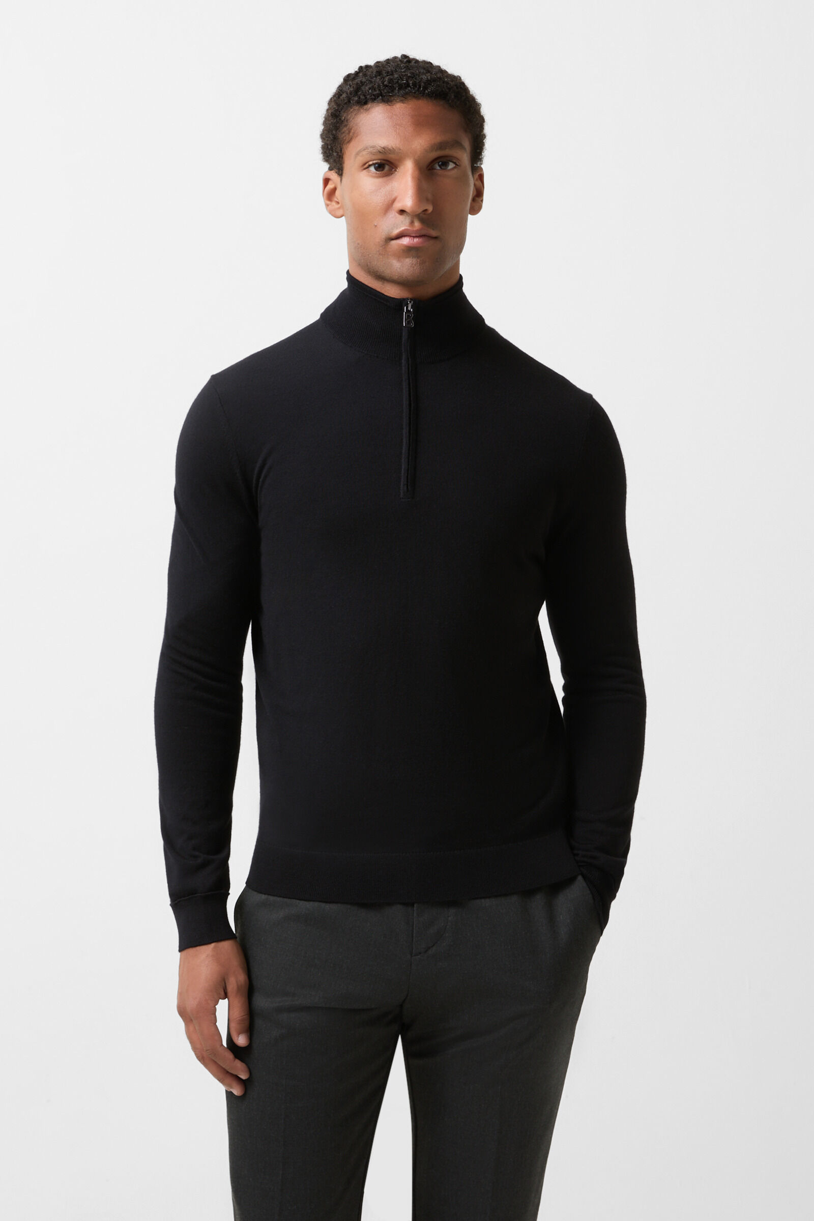 Ouri fine knit troyer Black