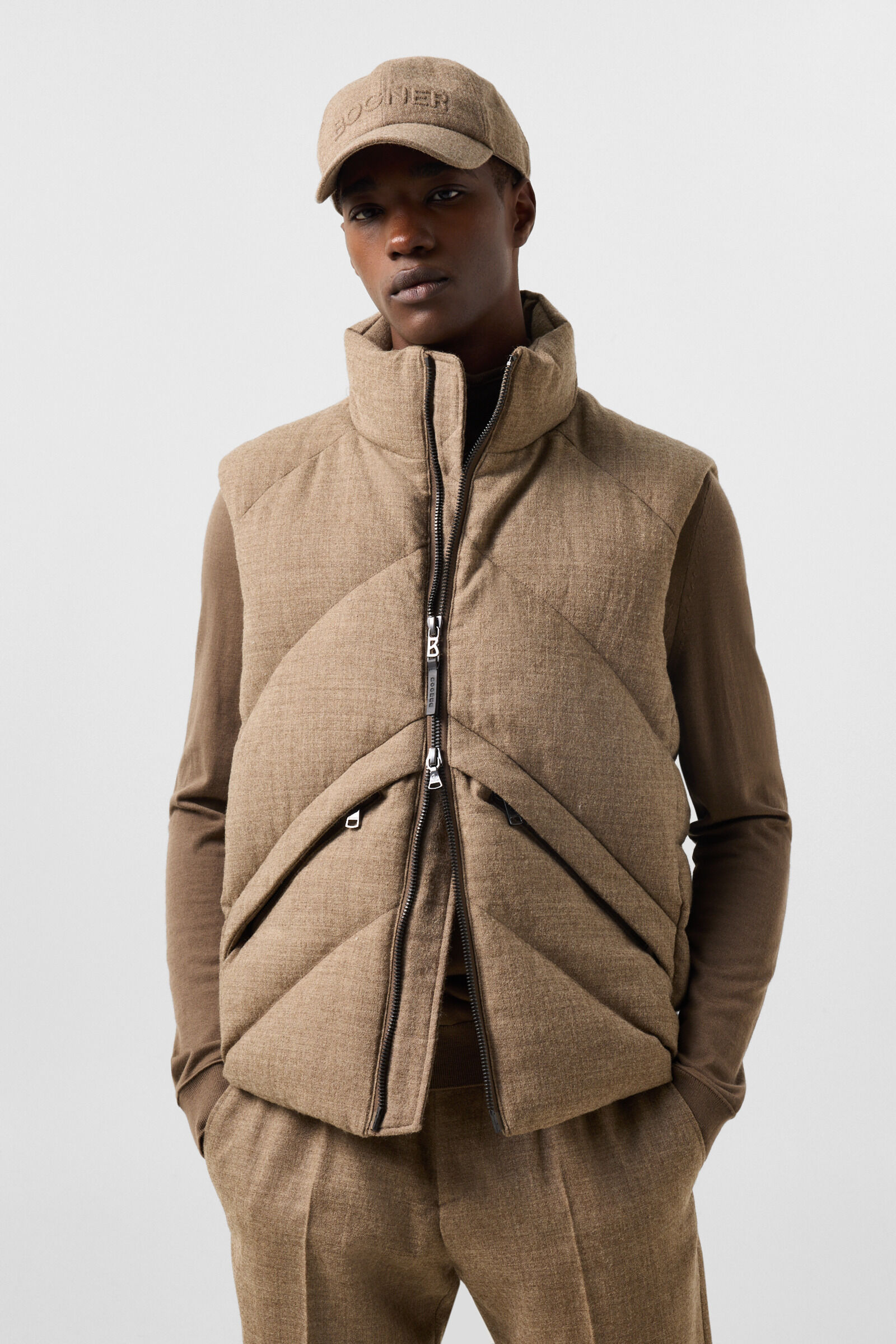 Kendo Virgin Wool and Down Vest Brown