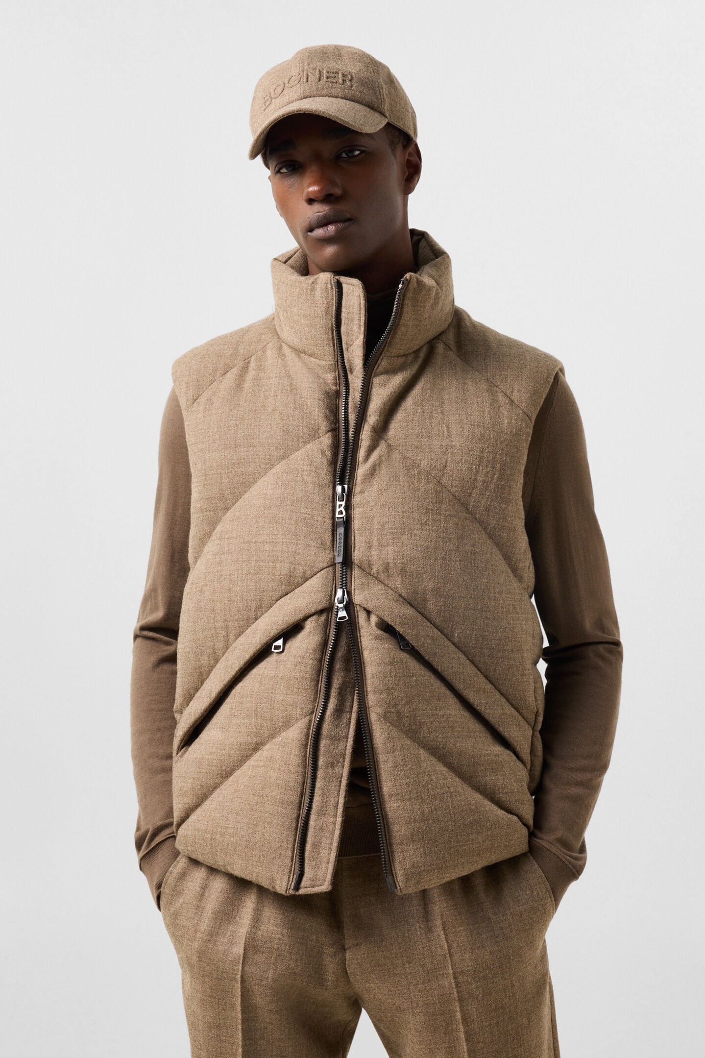 Kendo Virgin Wool and Down Vest Brown