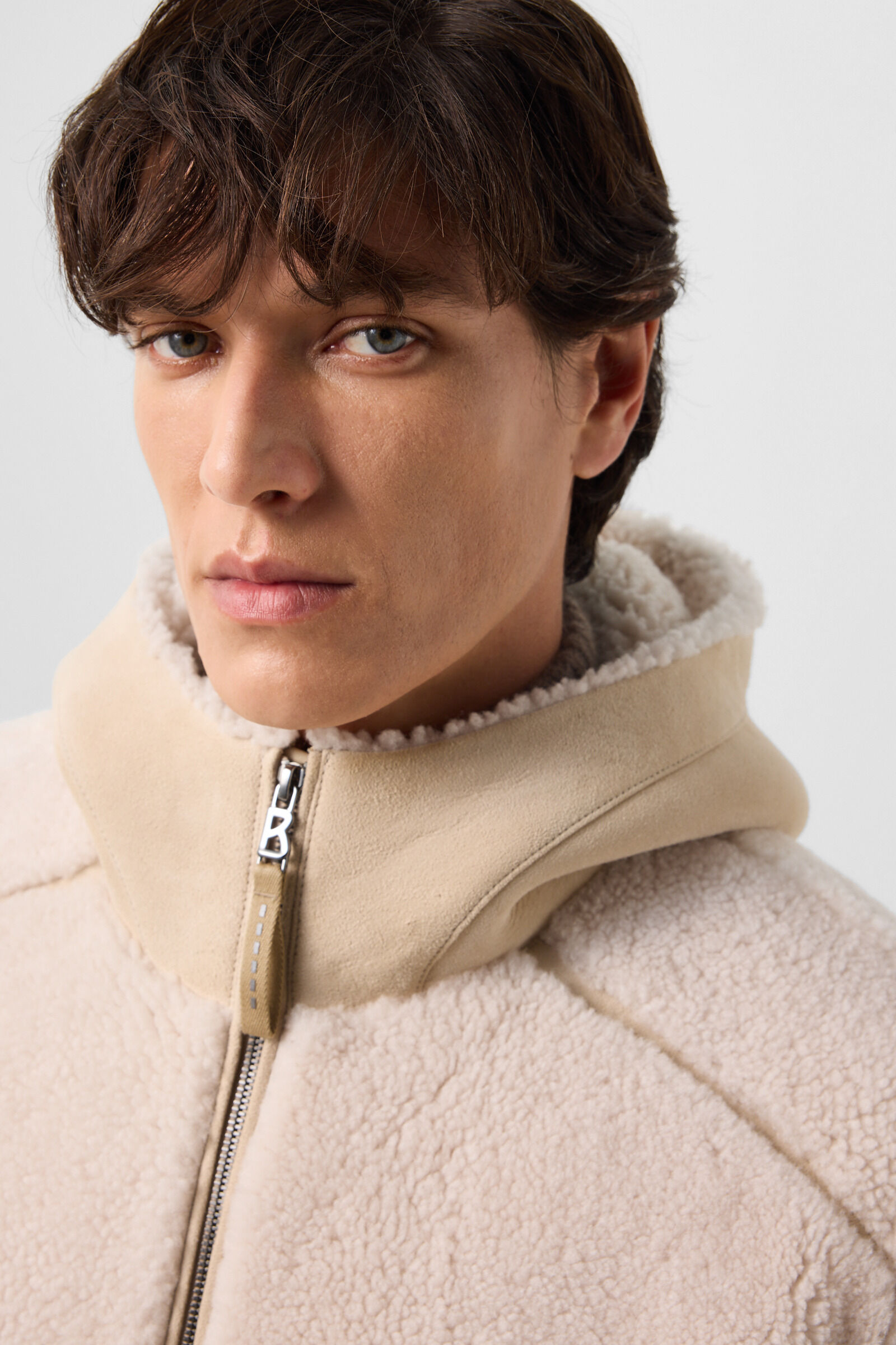 Lammfell-Mantel Soan Camel/Creme