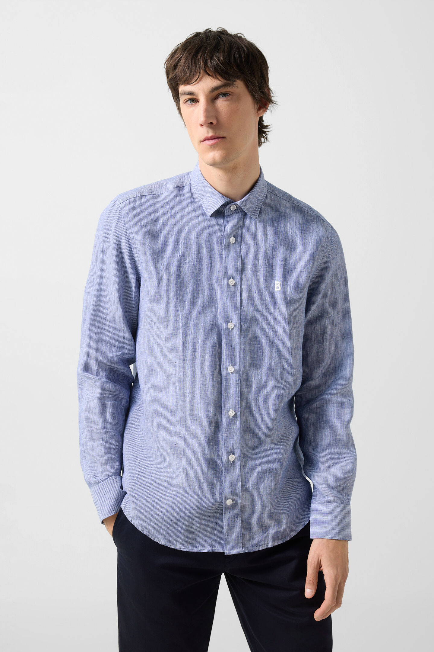 Timi linen shirt Navy blue/white