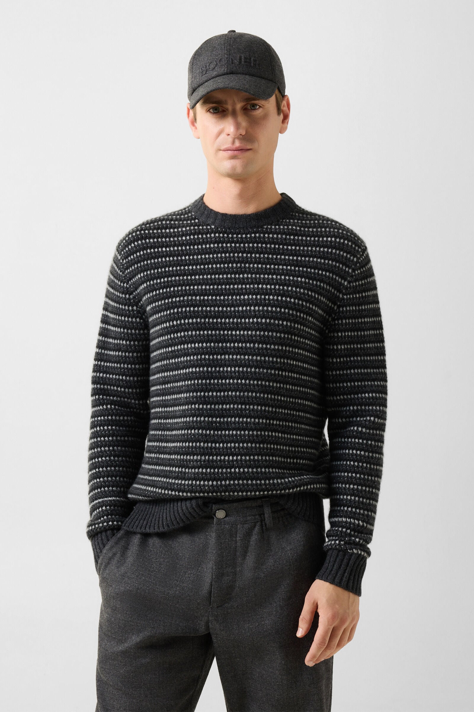 Apollo Cashmere Sweater Anthracite/Light Gray