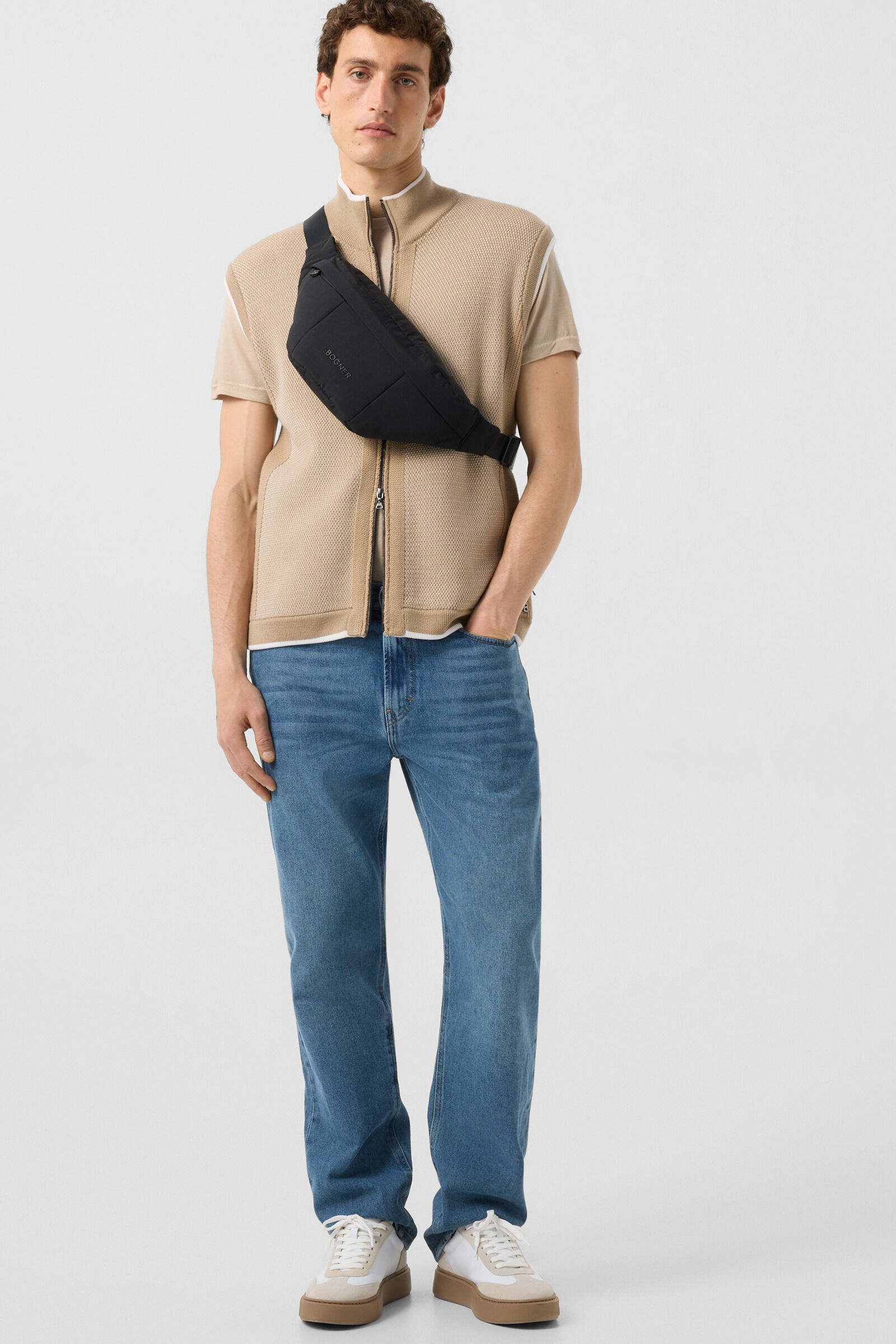 Enzo knitted waistcoat Beige/white