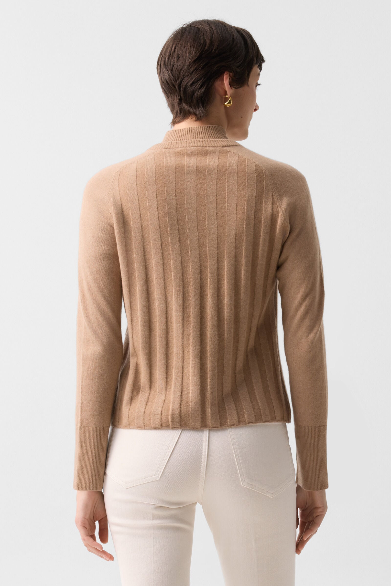 Schurwoll-Kaschmir-Cardigan Tanja Camel