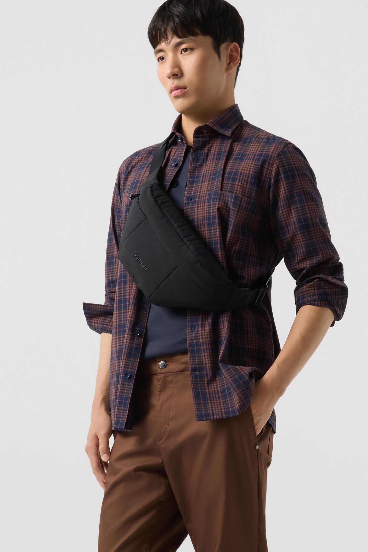 Hardy cotton shirt Brown/navy blue