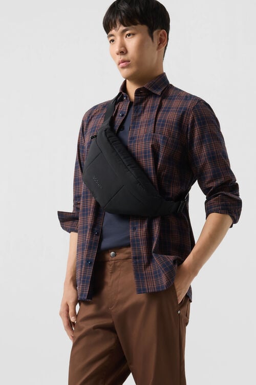 Baumwoll-Hemd Hardy Braun/Navy-Blau