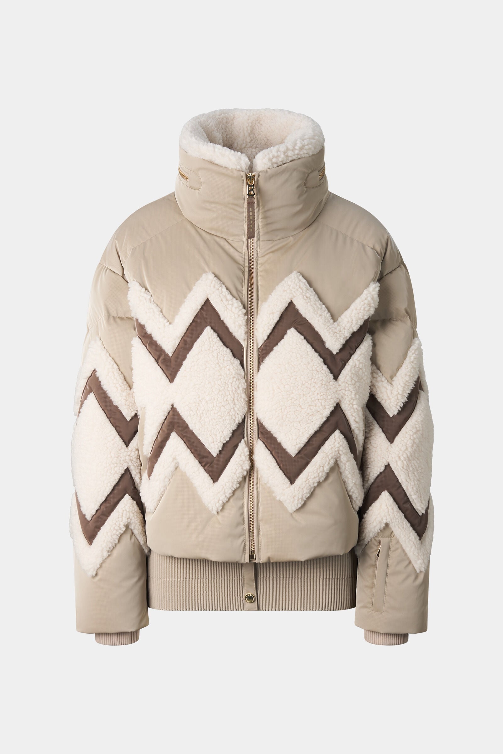 Ski-Daunenjacke Vaia Camel/Off-White